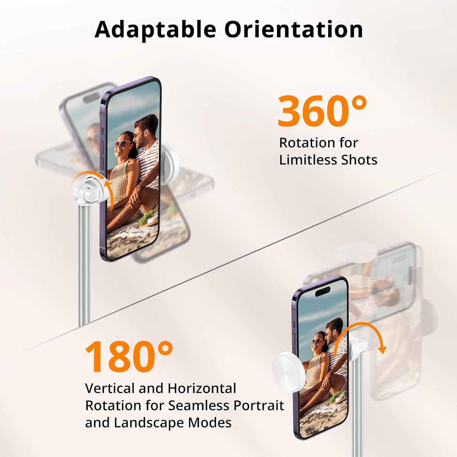 ATUMTEK 62" Selfie Stick Tripod, Extendable Aluminum Tripod with Rechargeable Bluetooth Remote, Compatible with iPhone and Android Smartphones, Perfect for Travel, Vlog, Video and Photo, White