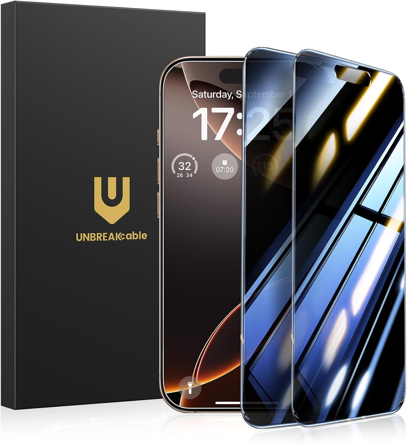 UNBREAKcable Privacy Screen Protector for iPhone 16 Pro Max, Anti-Spy Shatterproof Tempered Glass [True 28°Anti Spy] [9H Hardness] [Easy Installation Frame] Black Protector for iPhone 6.9" - 2 Pack
