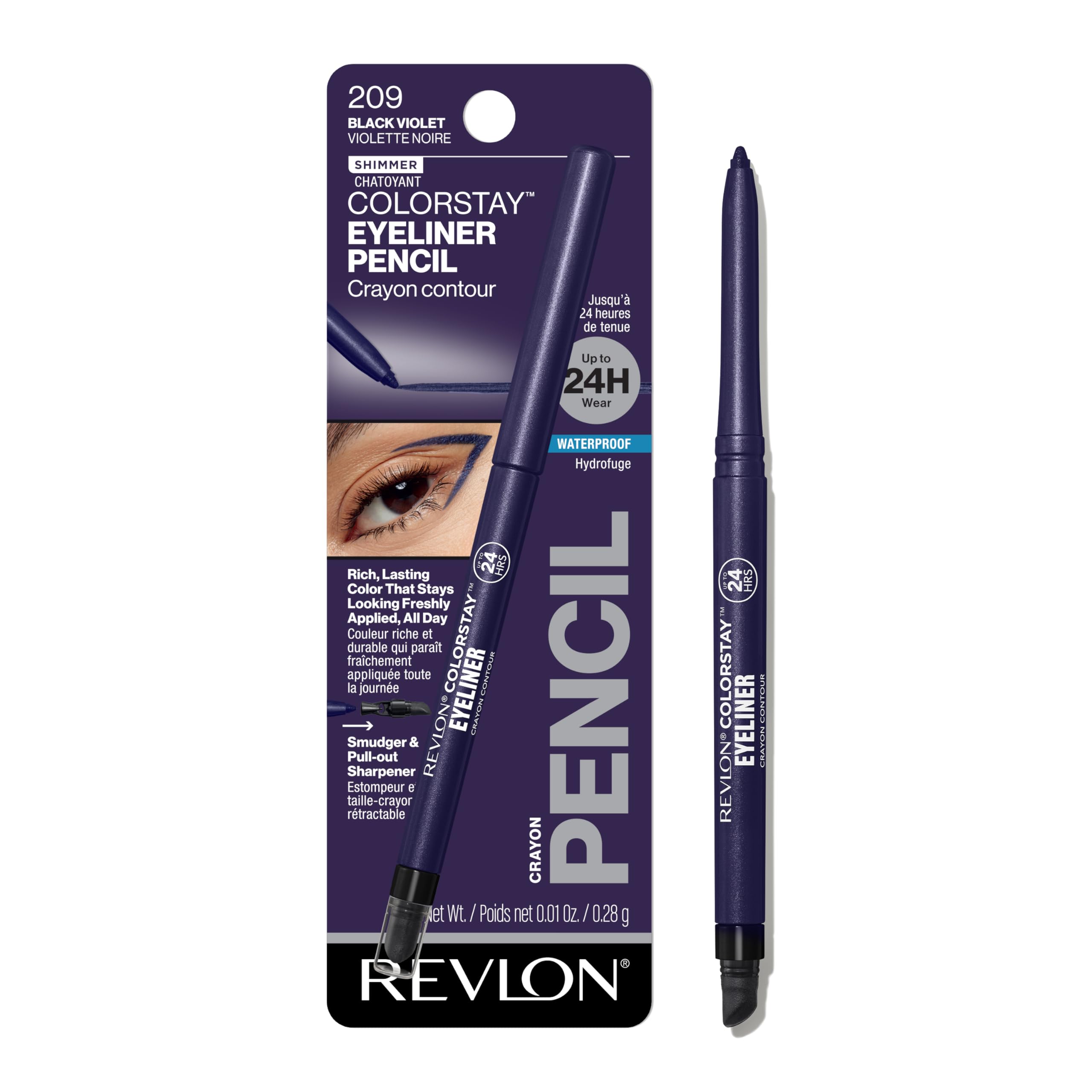 Revlon ColorStay Pencil Waterproof Eyeliner, Smudge-Proof, Eye Makeup with Built-In Sharpener, 202 Black Brown, 0.01 oz