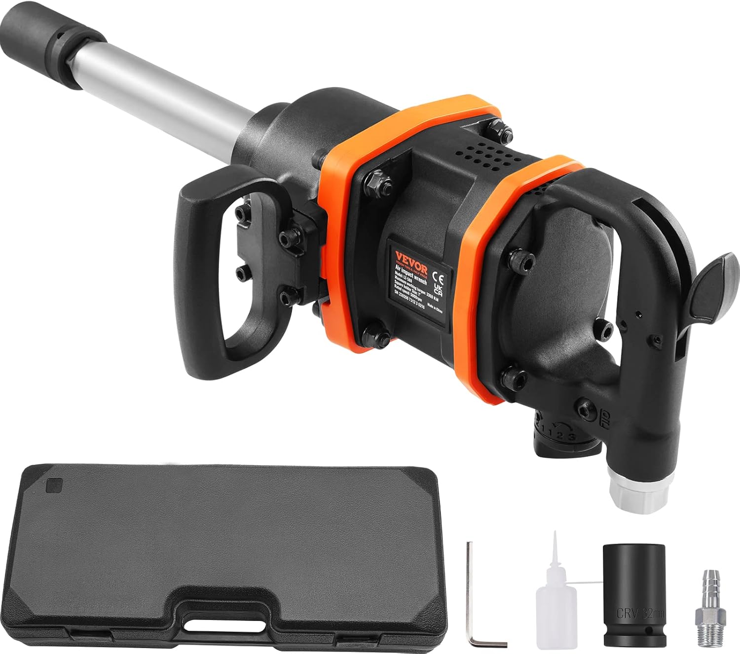 VEVOR 1 Inch Air Impact Wrench, Up to 5175 ft-lbs Beast Reverse Torque Output Pneumatic Impact w/ 8 Inch Anvil for Heavy Duty Machinery/Semi-Truck/Bus