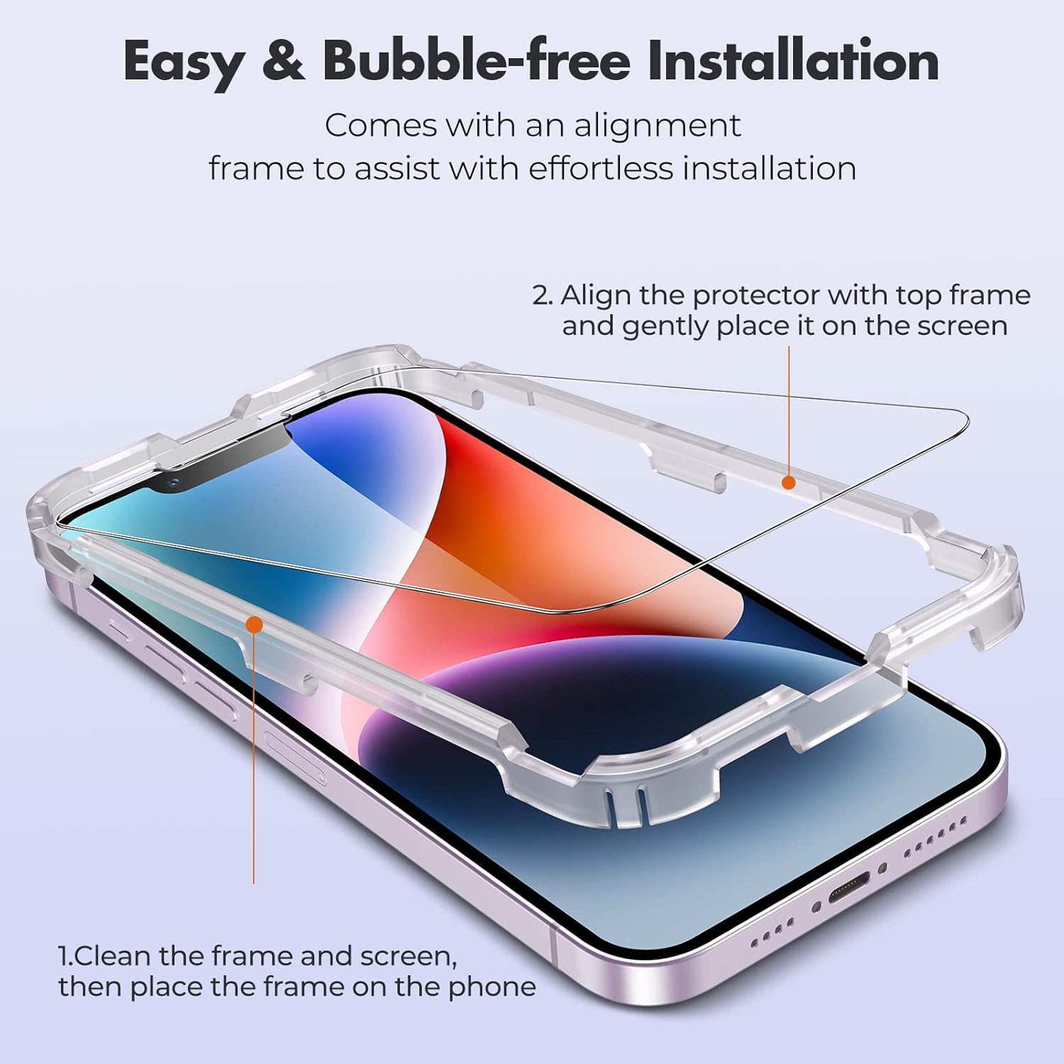 UNBREAKcable Shatterproof Screen Protector for iPhone 13 Pro Max/iPhone 14 Plus [3-Pack] [99.99% HD Clear] [Easy Installation Frame] [9H Hardness][Bubble Free] [Full Coverage] for Apple 6.7''