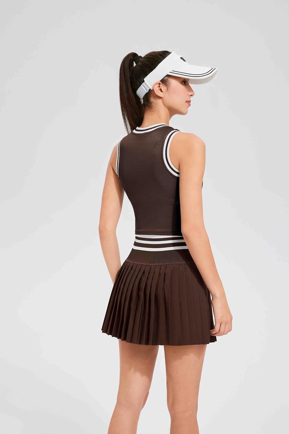 Two Piece Tennis Skirt Set for Women High Waisted Pleated Athletic Golf Skirt Sets Women 2 Piece Outfits with Pockets