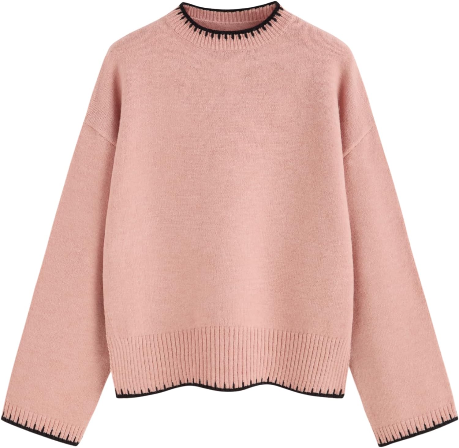 CIDER Womens Sweater Long Sleeve Split Hem Color Block Crew Neck Tops Fall Outfits