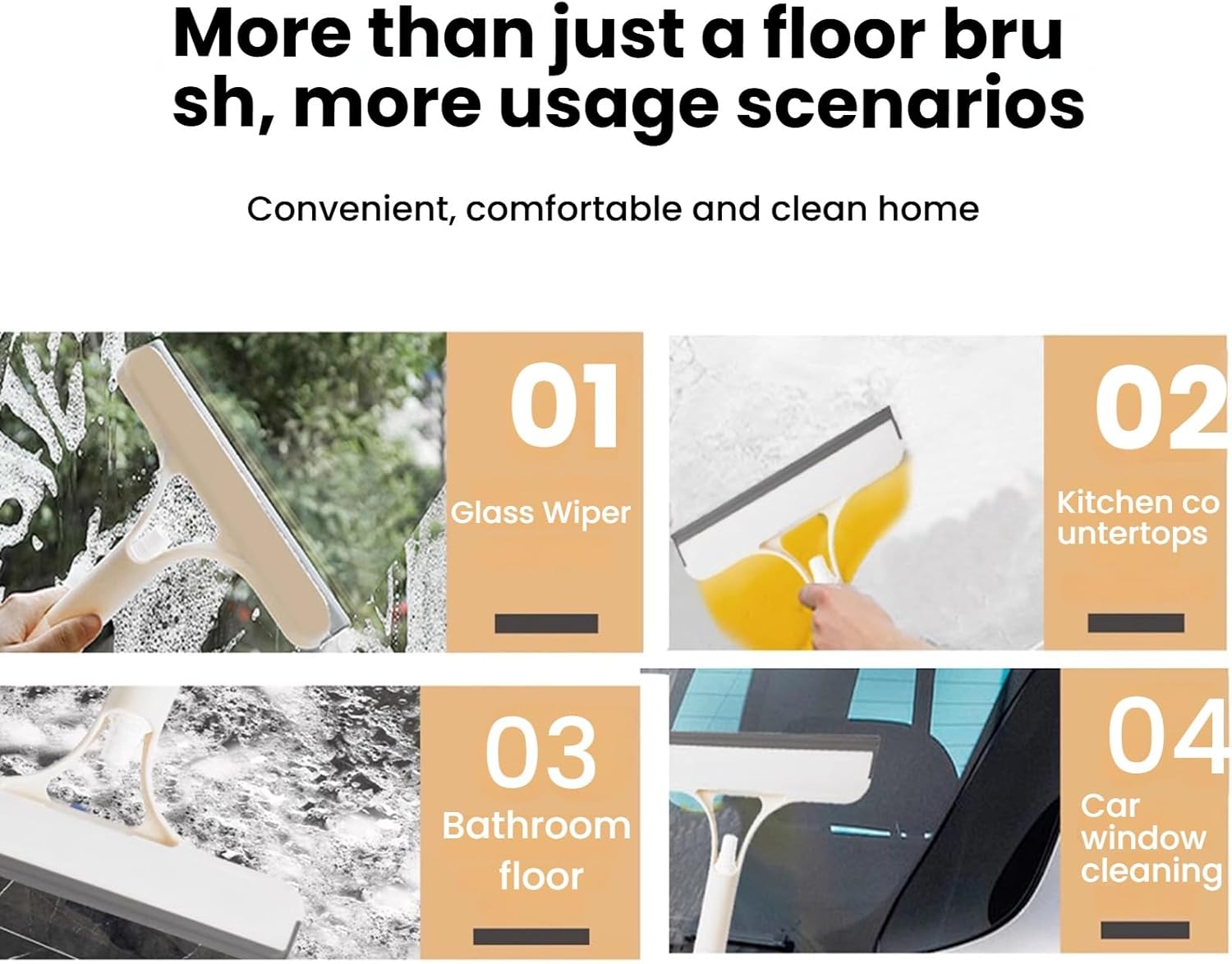 3 in 1 Window Cleaning Scraper Glass， 2025 New Squeegee for Shower Glass, Spray Away Cleaner Shower Squeegee for Glass Doors Brush - All-Purpose Squeegee for Window Cleaner Tool (Grey)