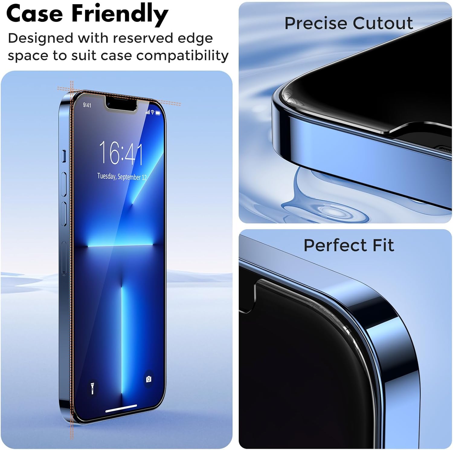 UNBREAKcable 2-Pack Screen Protector for iPhone 14/13/13 Pro Double Shatterproof Tempered Glass [Easy Installation Frame] [9H Hardness] [99.99% HD] [Bubble Free] for Apple 13 Pro/13/14 6.1 inch