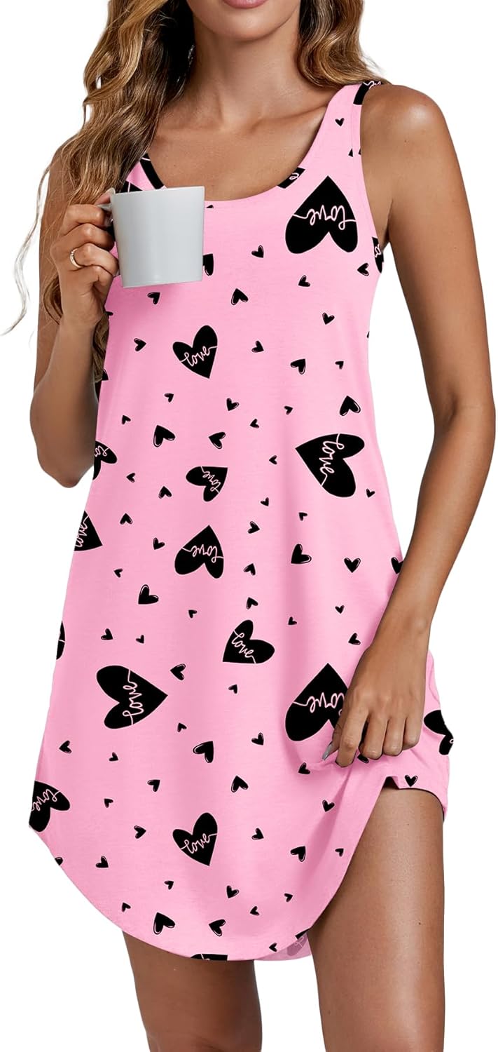 Vrtige Women's Tank Nightgown Sleeveless Sleepwear Scoop Neck Full Slip Chemise Nightdress