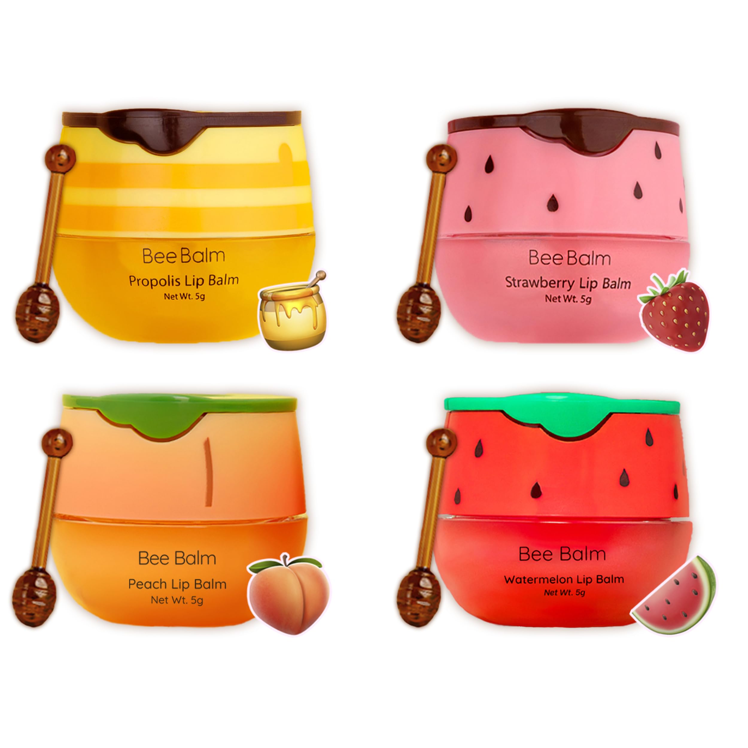 Original My Bee Balm Lip Balm - 4 Pack Hydrating Balm Honey Pot for Dry, Chapped & Cracked Lips with Propolis, Honey & Vitamin E - Soften, Smooth & Reduce Lip Lines