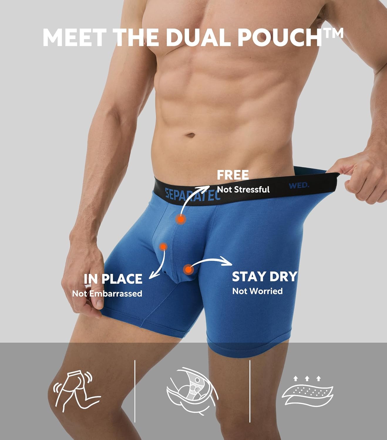 Separatec Dual Pouch Mens Underwear Breathable Cooling Rayon Made from Bamboo Underwear Men, Boxer Briefs and Trunks 7 Pack