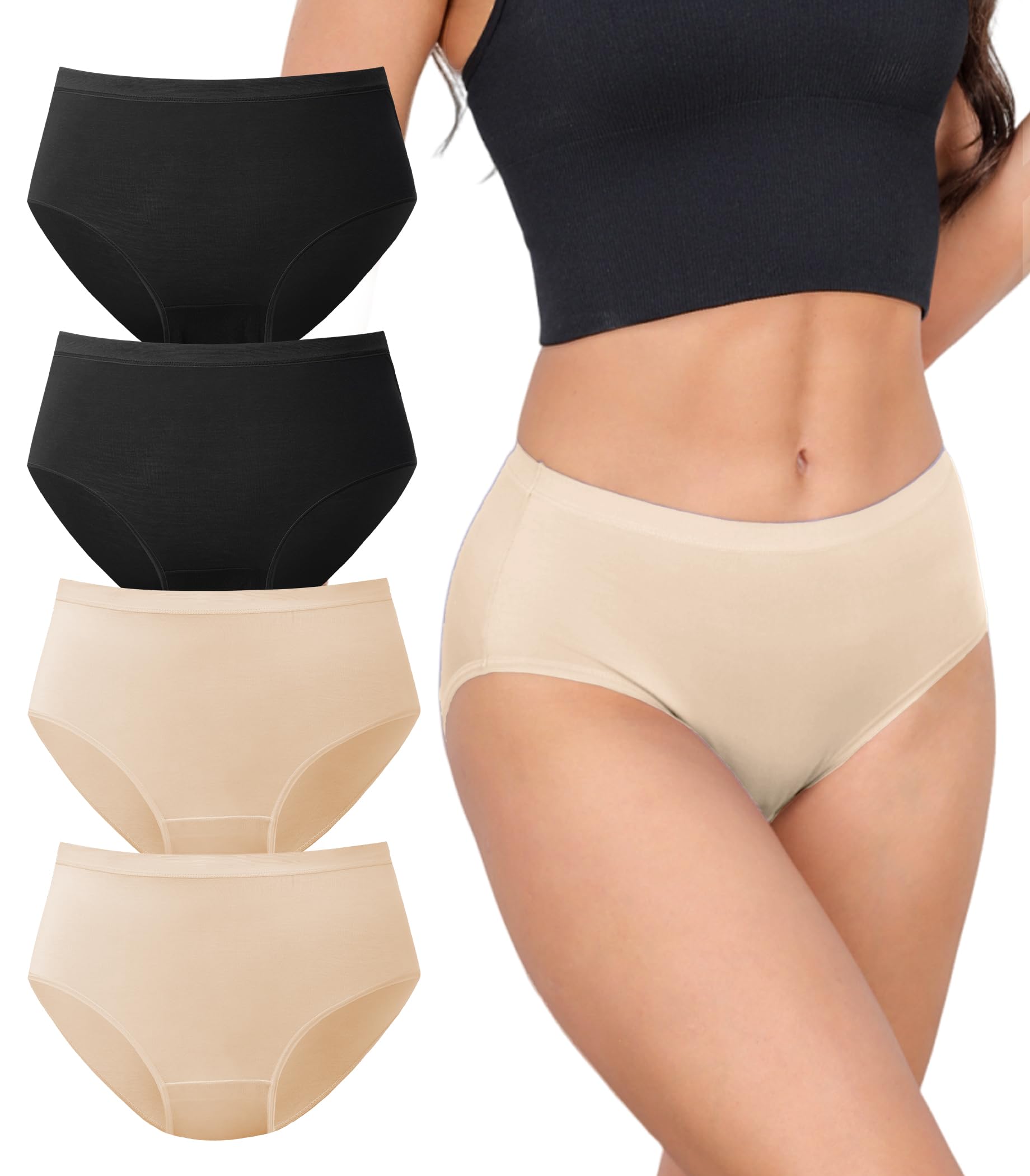 DAVID ARCHY Womens Underwear, Bamboo Rayon Women's Briefs - Moisture Wicking Panties, Soft & Breathable, 4 Pack