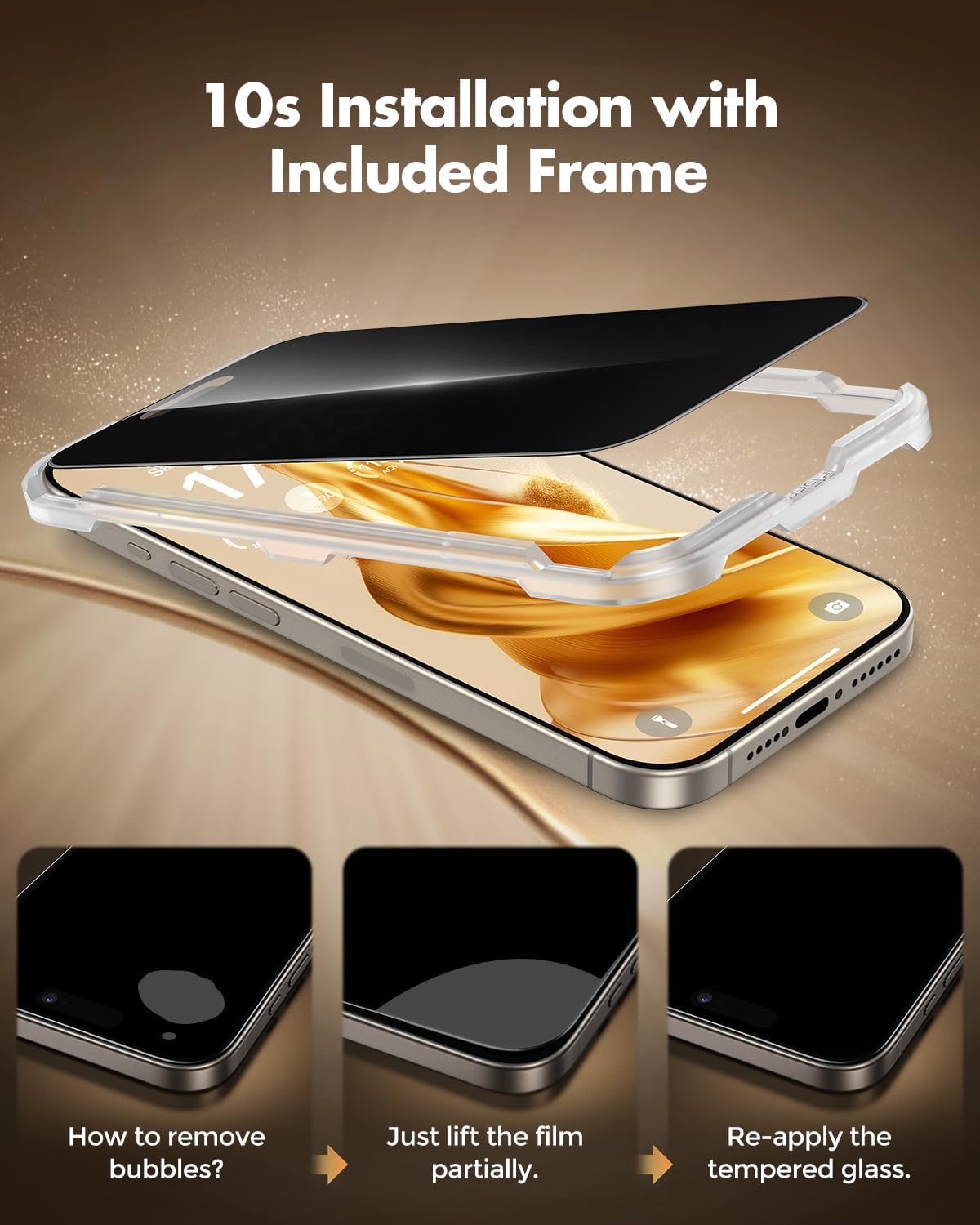 UNBREAKcable Privacy Screen Protector for iPhone 16 Pro Max, Full Coverage Shatterproof Tempered Glass [True 28°Anti Spy] [9H Hardness] [Installation Frame] Private Protector for iPhone 6.9"-2 Pack