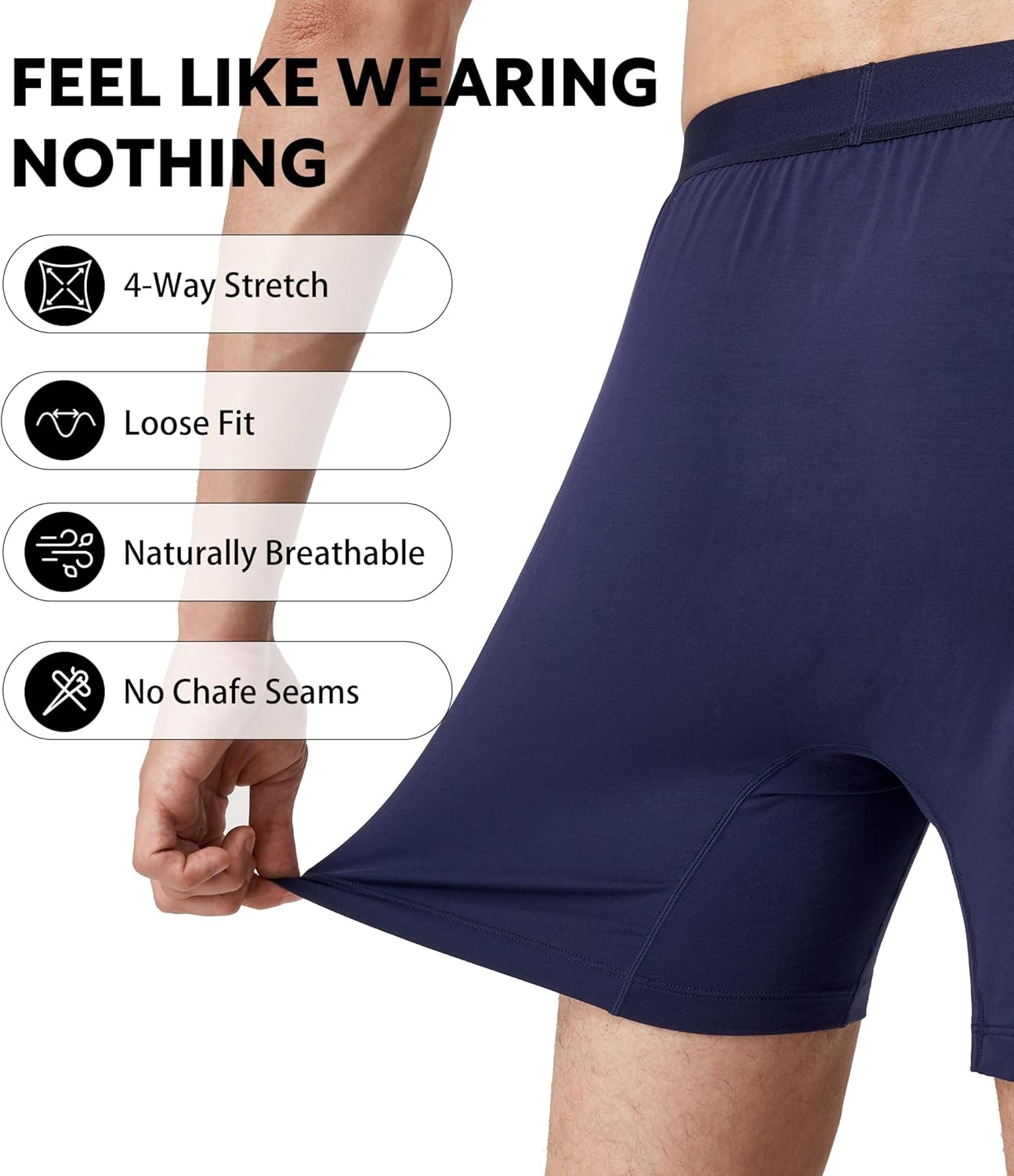 DAVID ARCHY Ultra Soft Modal Underwear Mens Boxer Shorts Loose Breathable Boxers for Men Pack