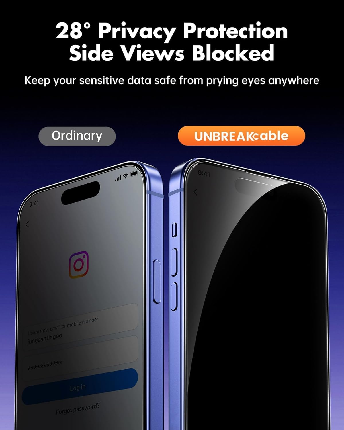 UNBREAKcable 2PCS Screen Protector for iPhone 16-1 Privacy Tempered Glass+1 Clear Glass Double Shatterproof [Easy Installation Frame] [9H Hardness] [Case Friendly] Anti-Scratch for iPhone 6.1 inch