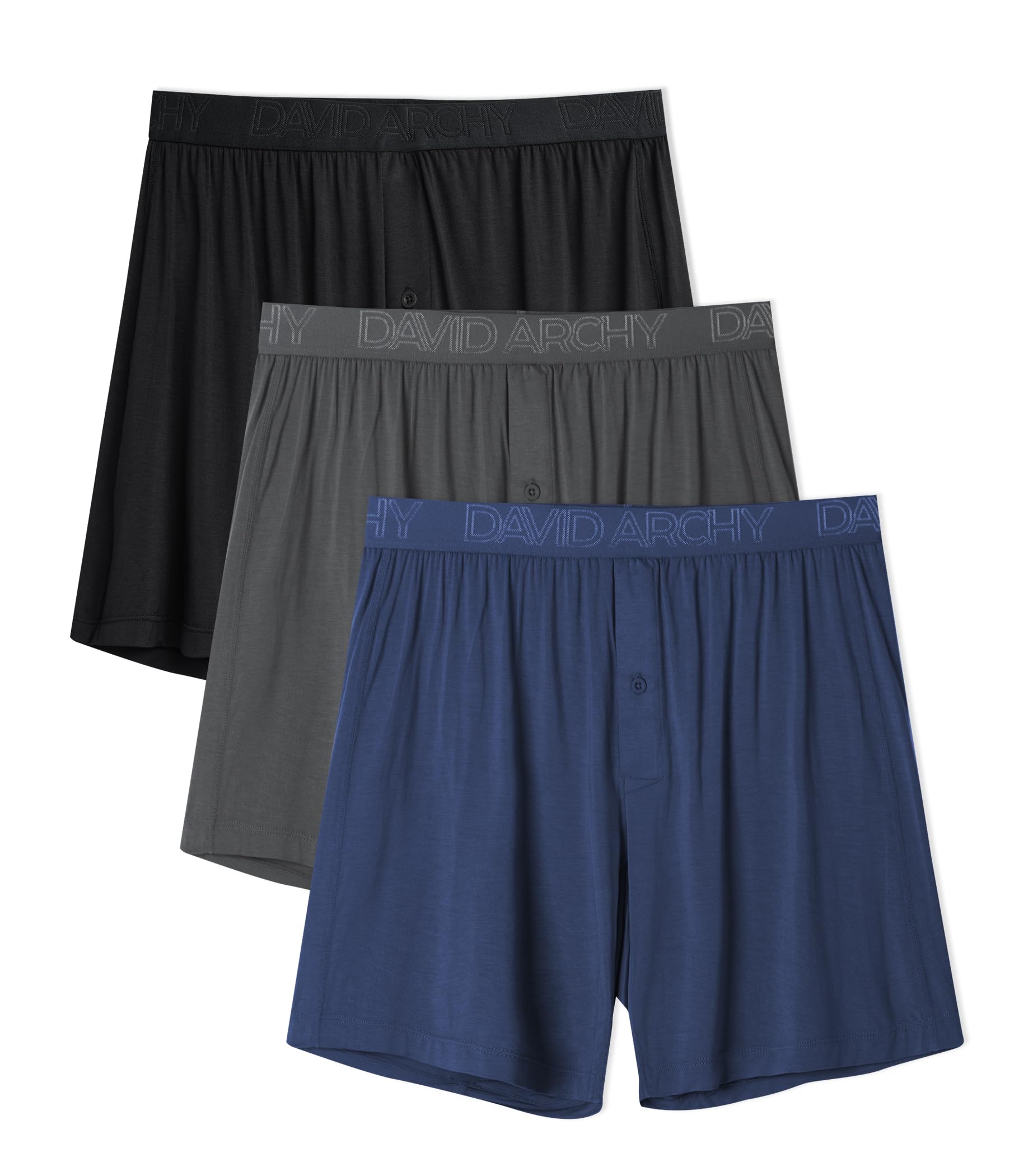 DAVID ARCHY Mens Boxers Soft Rayon Made from Bamboo Boxers for Men Pack Loose Underwear Cooling Mens Boxer Shorts