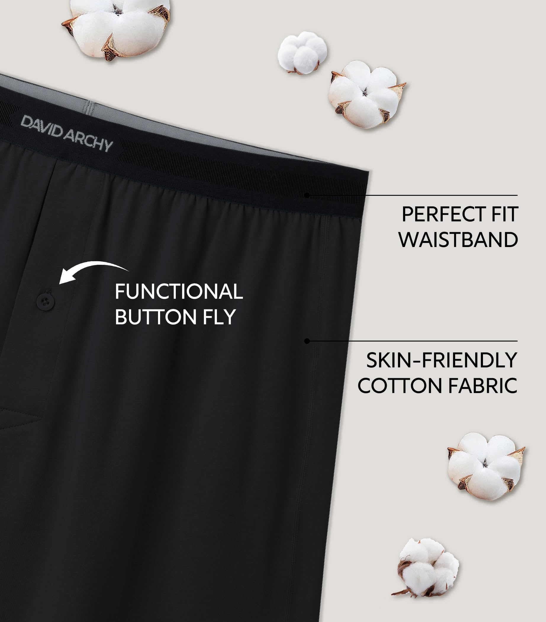 DAVID ARCHY Combed Cotton Boxers for Men Soft Underwear Mens Boxers Knit Boxer Shorts for Men Pack