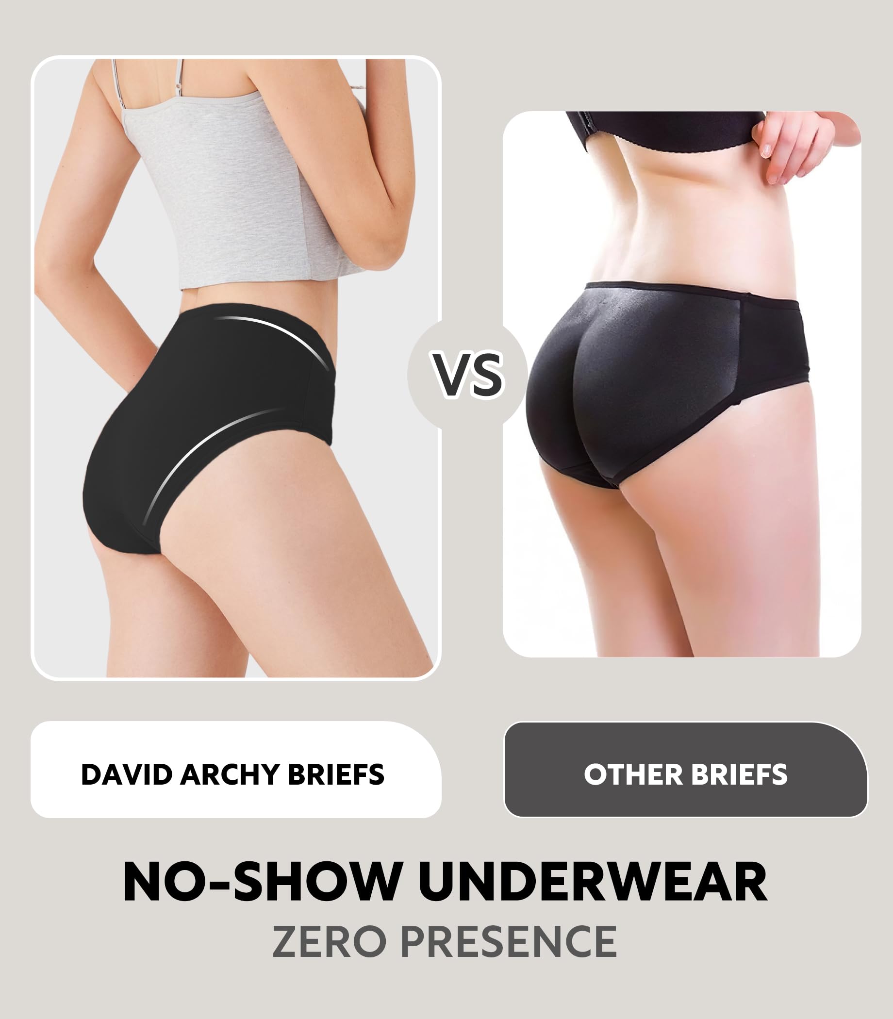 DAVID ARCHY Womens Underwear, Bamboo Rayon Women's Briefs - Moisture Wicking Panties, Soft & Breathable, 4 Pack