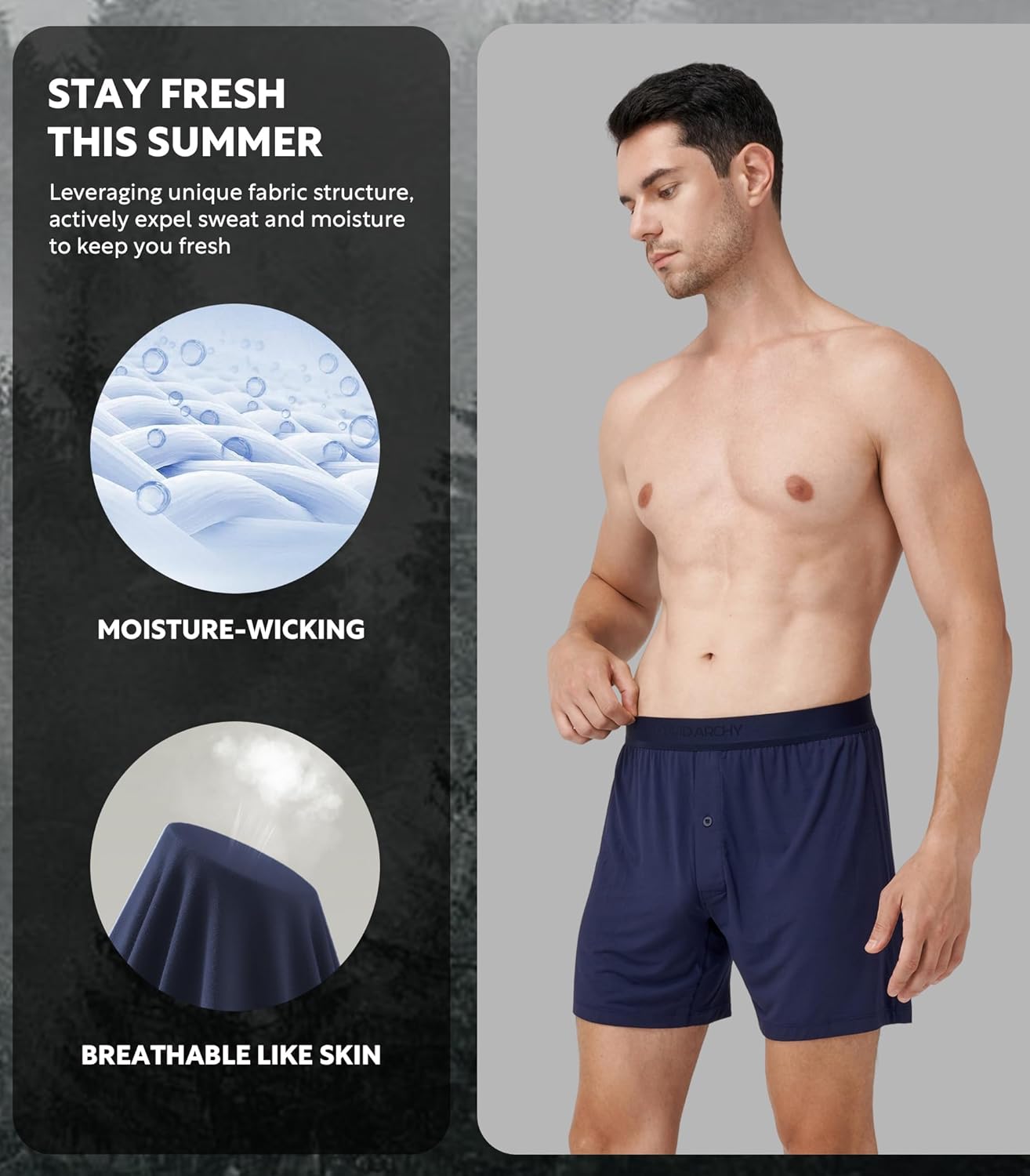 DAVID ARCHY Ultra Soft Modal Underwear Mens Boxer Shorts Loose Breathable Boxers for Men Pack