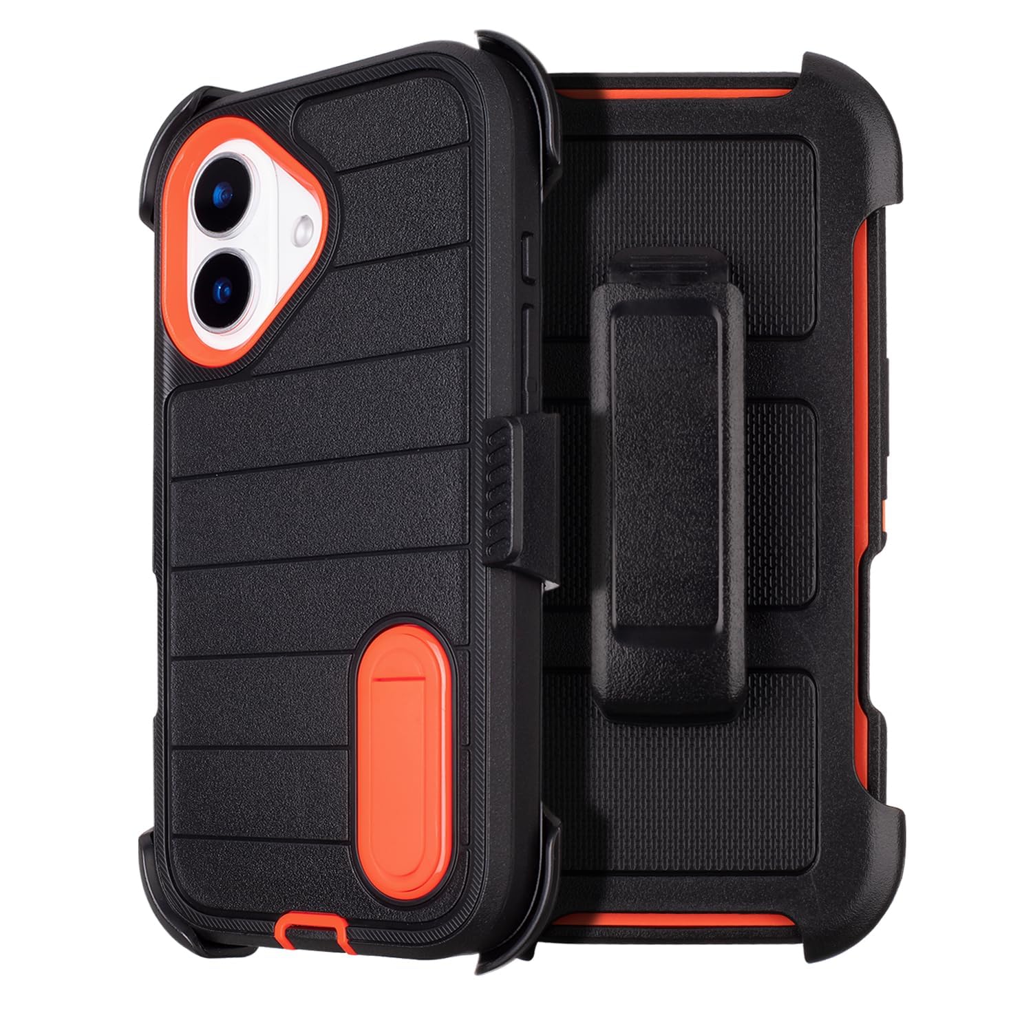 Black for iPhone 16 Case with Belt Clip Holster, Heavy Duty Rugged Military Grade Shockproof Case for iPhone 16 Case Protective Cover with Kickstand 6.1 Inch