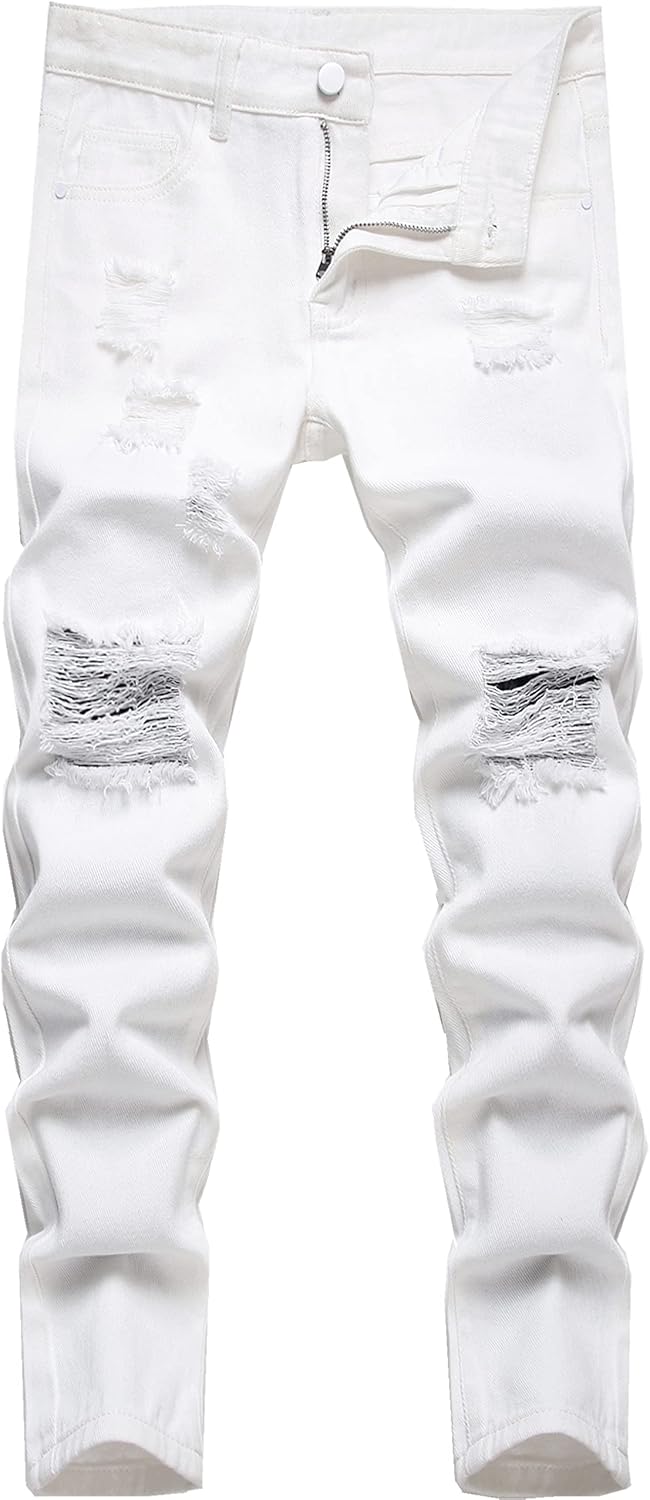 FREDD MARSHALL Boy's Skinny Fit Ripped Destroyed Distressed Fashion Kids Denim Jeans Pants