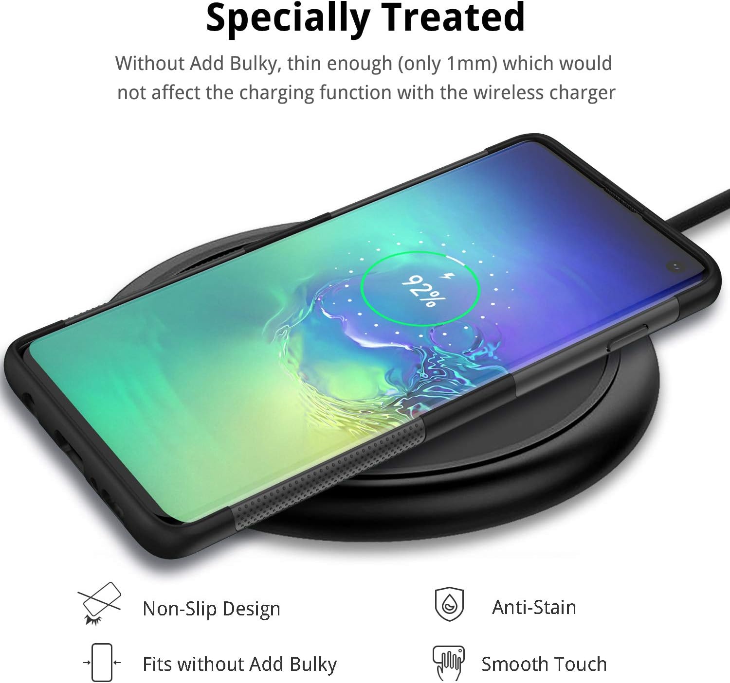 UNBREAKcable Samsung Galaxy S10 Case (6.1 Inch) - Ultra-Thin Frosted TPU Silicone Protective Case for Galaxy S10 [Shockproof & Non-Slip & Anti-Fingerprint] - Black