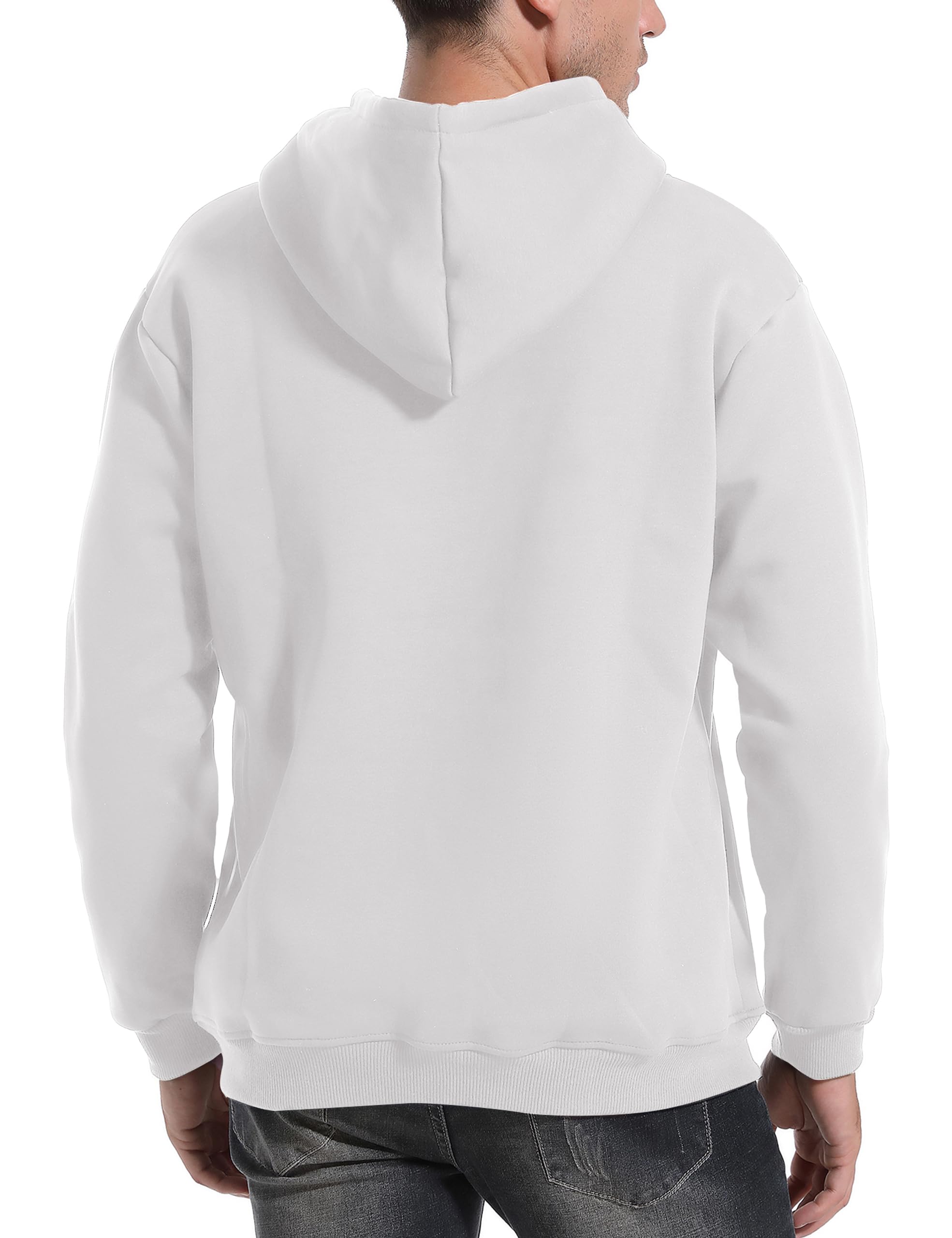 Flygo Men's Casual Fleece Sherpa Lined Hoodie Winter Warm Pullover Hooded Sweatshirt(Black-XL)