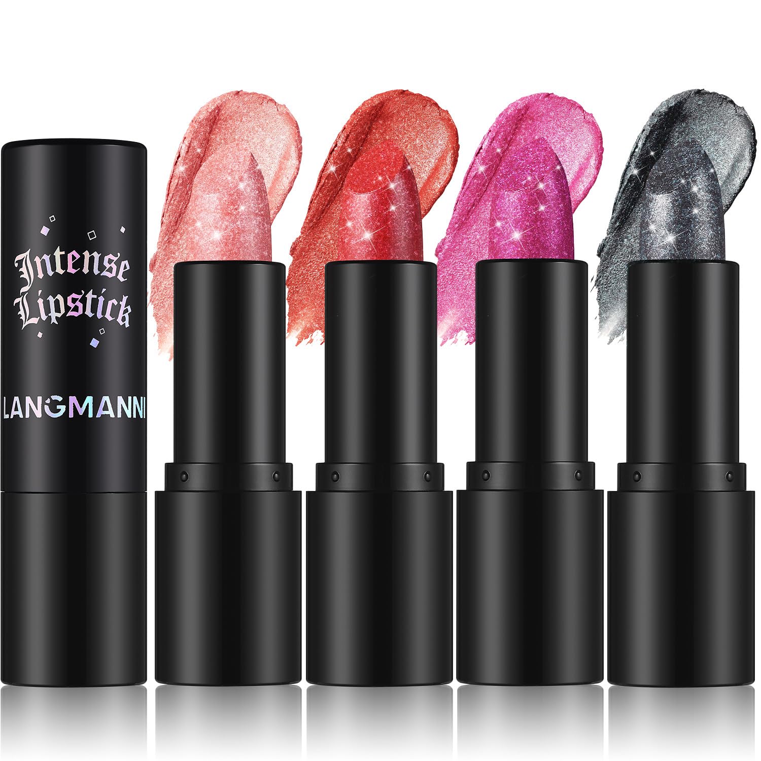 Jolilab Sparkling Lip Gloss, Long Lasting Waterproof Moisturizer Lip Balm Glitter Shimmer Metallic Lipstick, Diamond Shiny Bold Glow Goth Lipstick for Women Girls, Non-sticky (1, 07#)