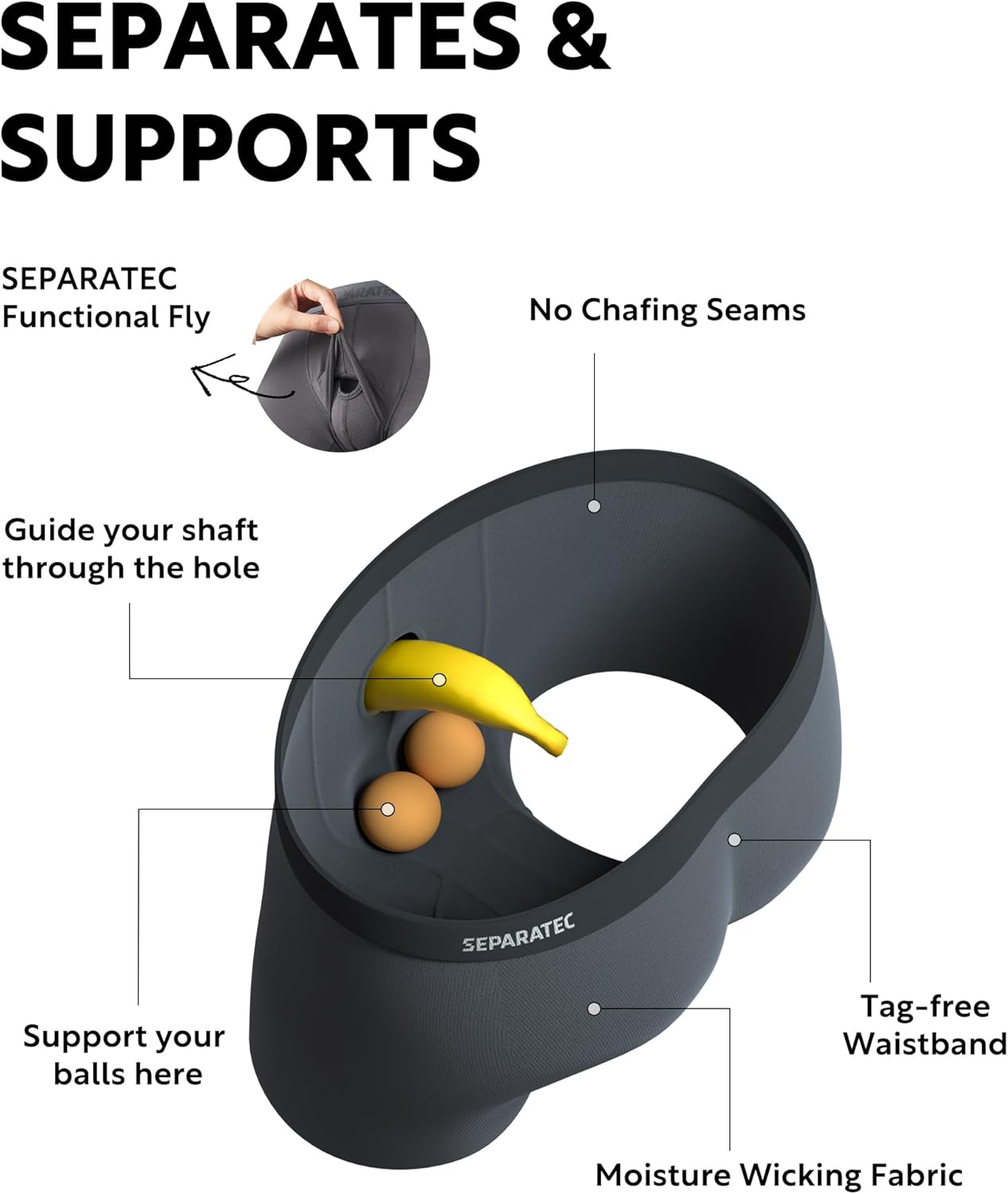 Separatec Mens Underwear with Pouch Moisture Wicking Dual Pouch Boxer Briefs Rayon From Bamboo Underwear Men, Halloween Theme