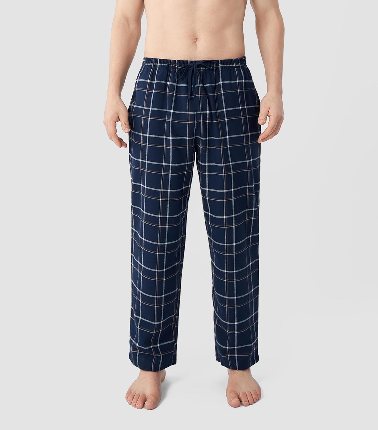DAVID ARCHY Men's Flannel Pajama Pants, Soft & Cozy Cotton Pajama Pants, Lightweight Plaid Pants for Men with Pockets 2-Pack