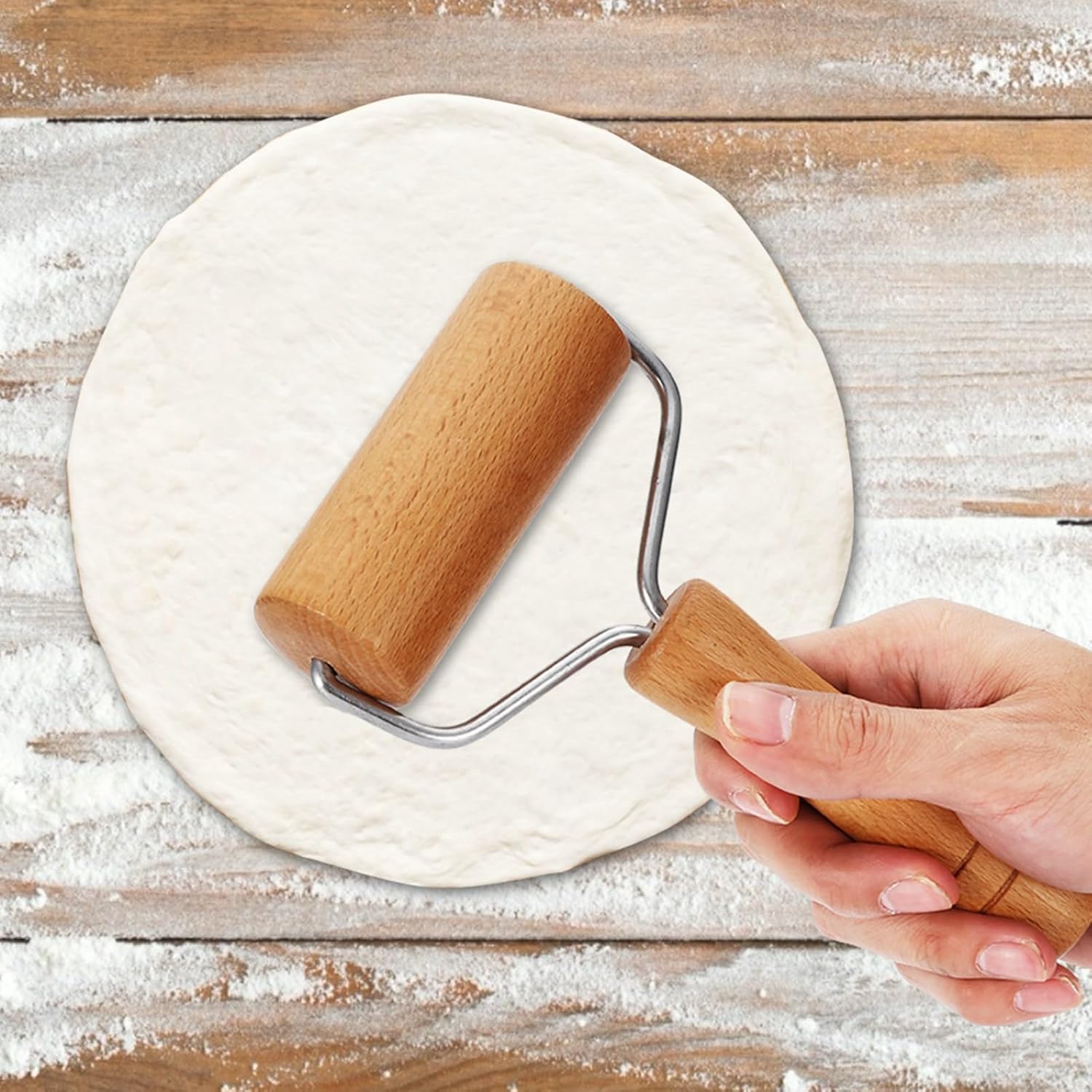 Rolling Pin, Small Rolling Pin Tortilla Roller, Wooden Dough Roller Fondant Tools for Home Kitchen Baking Cooking Pastry Tortilla Pizza Cookie(9.5cm*19cm)