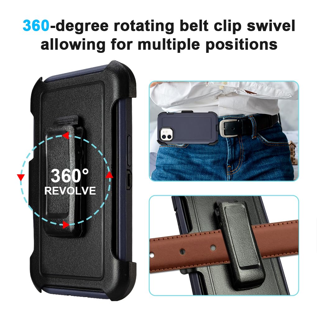 for Black iPhone 15 Case with Belt Clip, Shockproof Heavy Duty Rugged, 3 Layers of Sturdy,Anti-Drop, Military-Grade Defender Cover for iPhone 15 Case Black