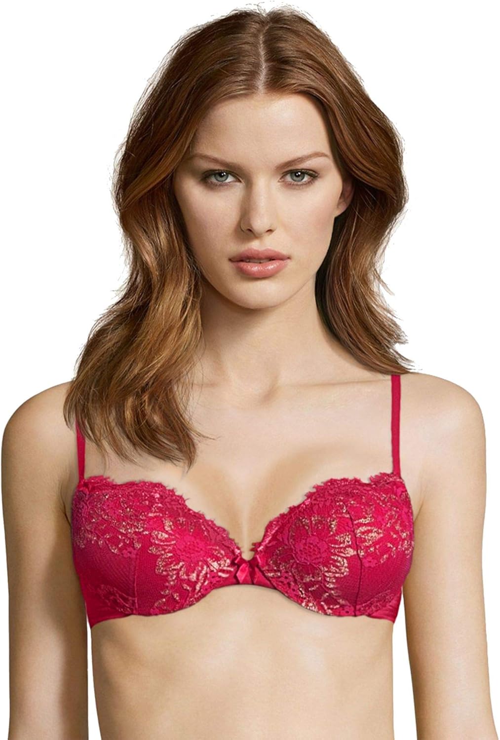 Maidenform Underwire Demi Bra, Best Push-Up Bra with Wonderbra Technology, Smoothing Lace-Trim Bra with Push-Up Cups