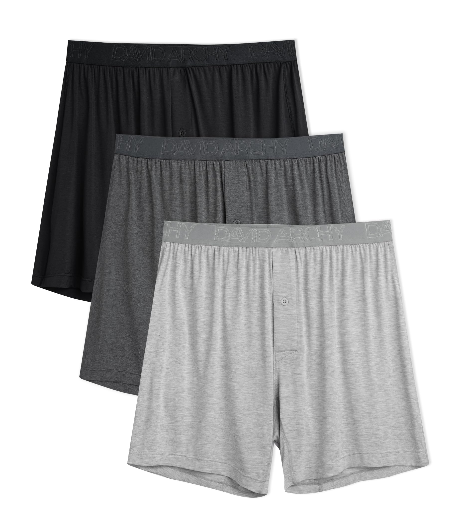 DAVID ARCHY Mens Boxers Soft Rayon Made from Bamboo Boxers for Men Pack Loose Underwear Cooling Mens Boxer Shorts