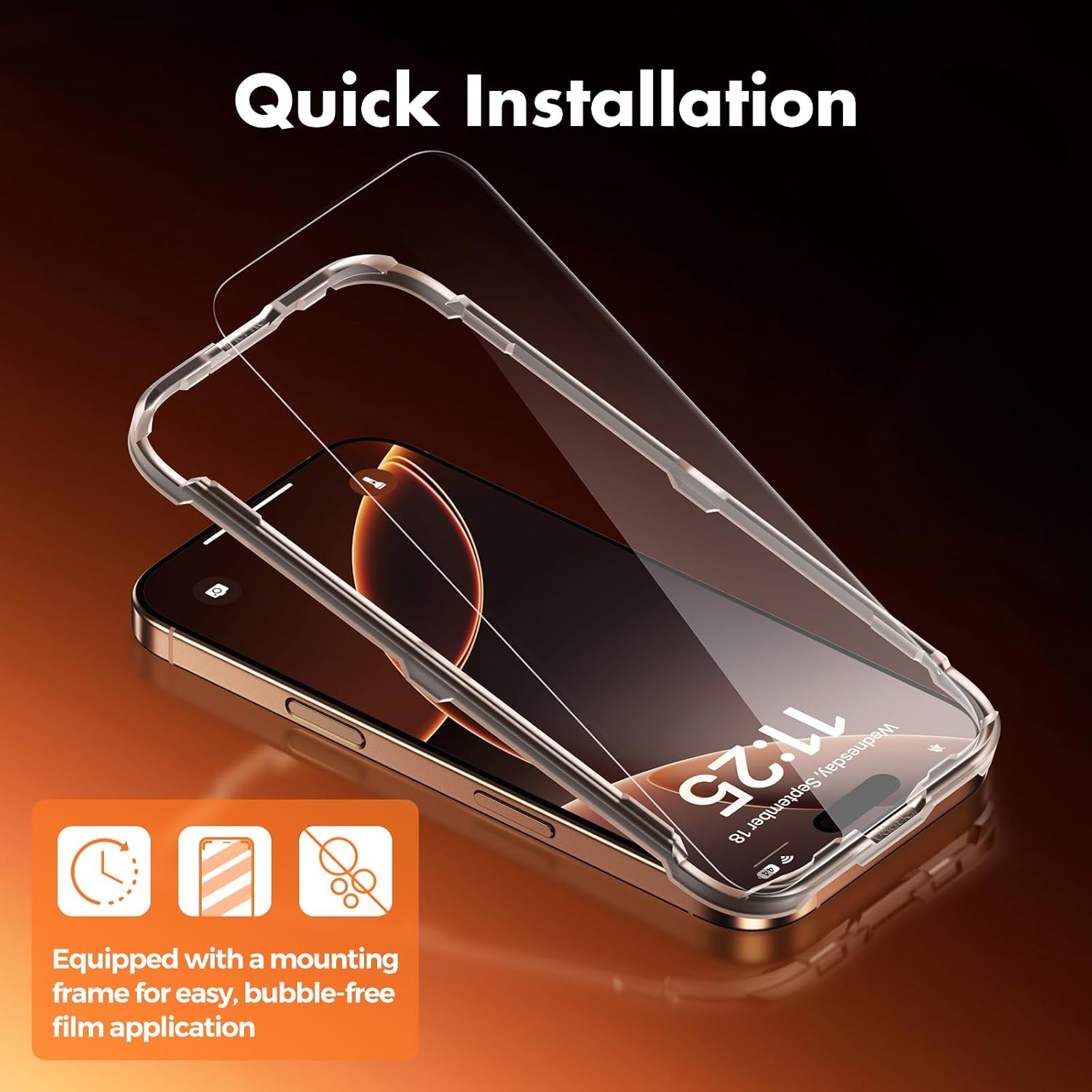 UNBREAKcable 3-Pack Screen Protector for iPhone 16 Pro, Double Shatterproof Tempered Glass [Easy Installation Frame] [9H Hardness] [99.99% HD Clear] [Case Friendly] for iPhone 6.3 inch