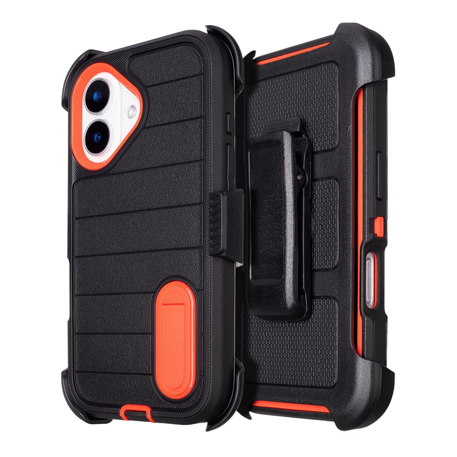Black for iPhone 16 Case with Belt Clip Holster, Heavy Duty Rugged Military Grade Shockproof Case for iPhone 16 Case Protective Cover with Kickstand 6.1 Inch