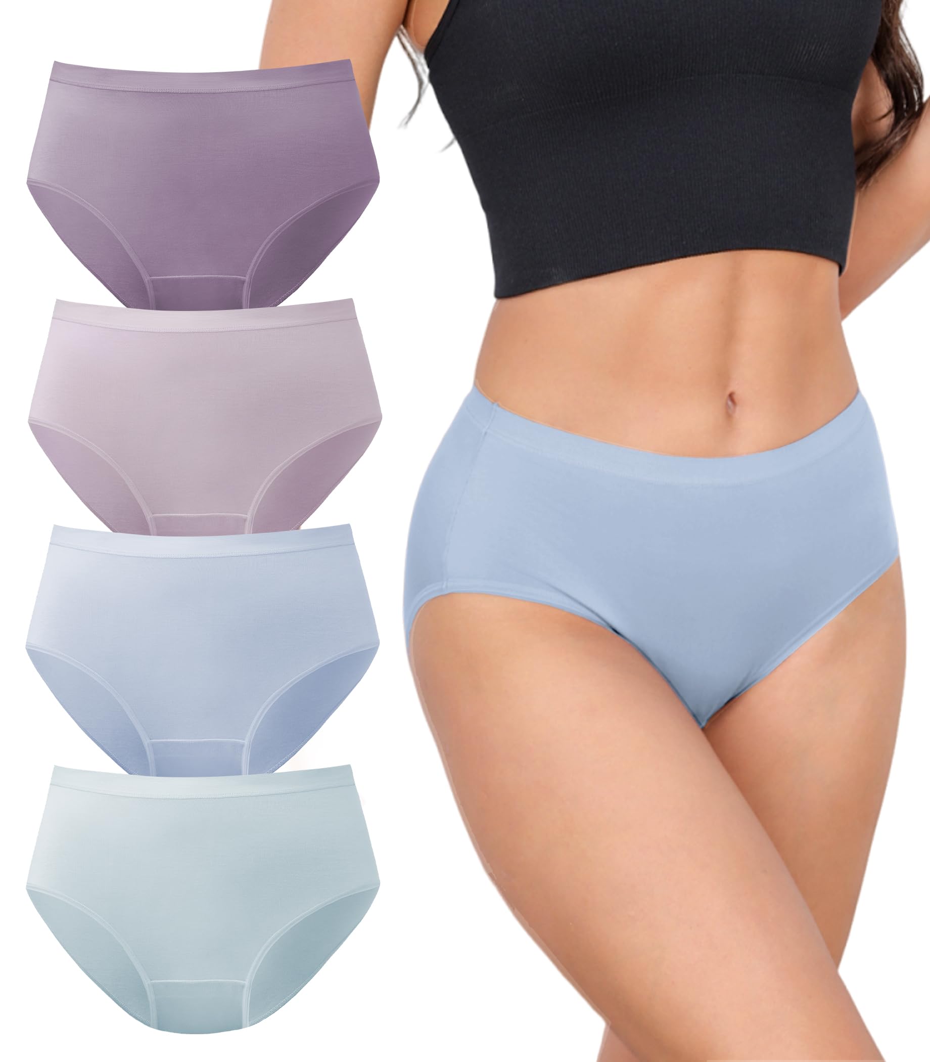 DAVID ARCHY Womens Underwear, Bamboo Rayon Women's Briefs - Moisture Wicking Panties, Soft & Breathable, 4 Pack