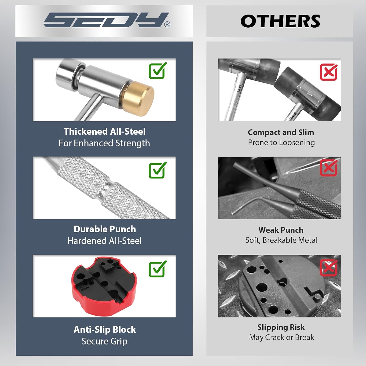 Premium Pin Punch Hammer Set: 25-Piece Punch Set and Hammer with Bench Block, Steel Roll Pin Punch Set, Pin Punches with Replaceable Face Hammer, Mechanical Repair Tool for Maintenance