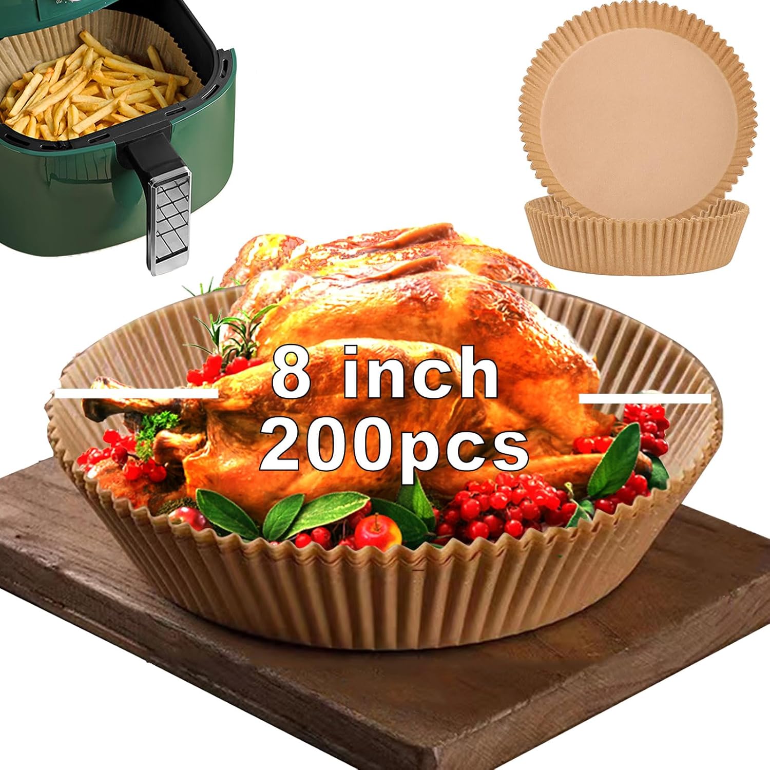 Rectangle Air Fryer Liners for 6 Quart Dual Basket, Ninja double Dual Liners Disposable, 200Pcs Rectangular Parchment Paper Liner for COSORI 9Qt Double Air Fryer with 2 Baskets