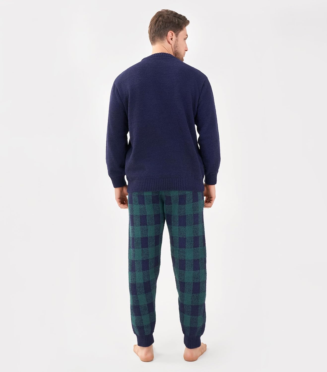 DAVID ARCHY Mens Pajamas Set Ultra-Soft Fleece Pajamas Warm Sleepwear Long Sleeve Lounge Set with Pockets