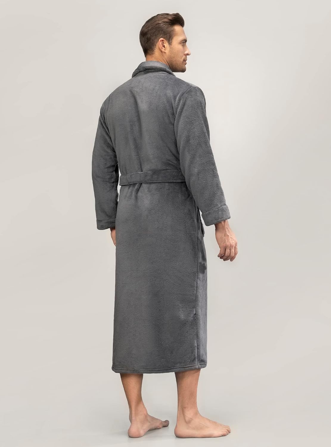 DAVID ARCHY Men's Soft Fleece Plush Robe Full Length Long Bathrobe