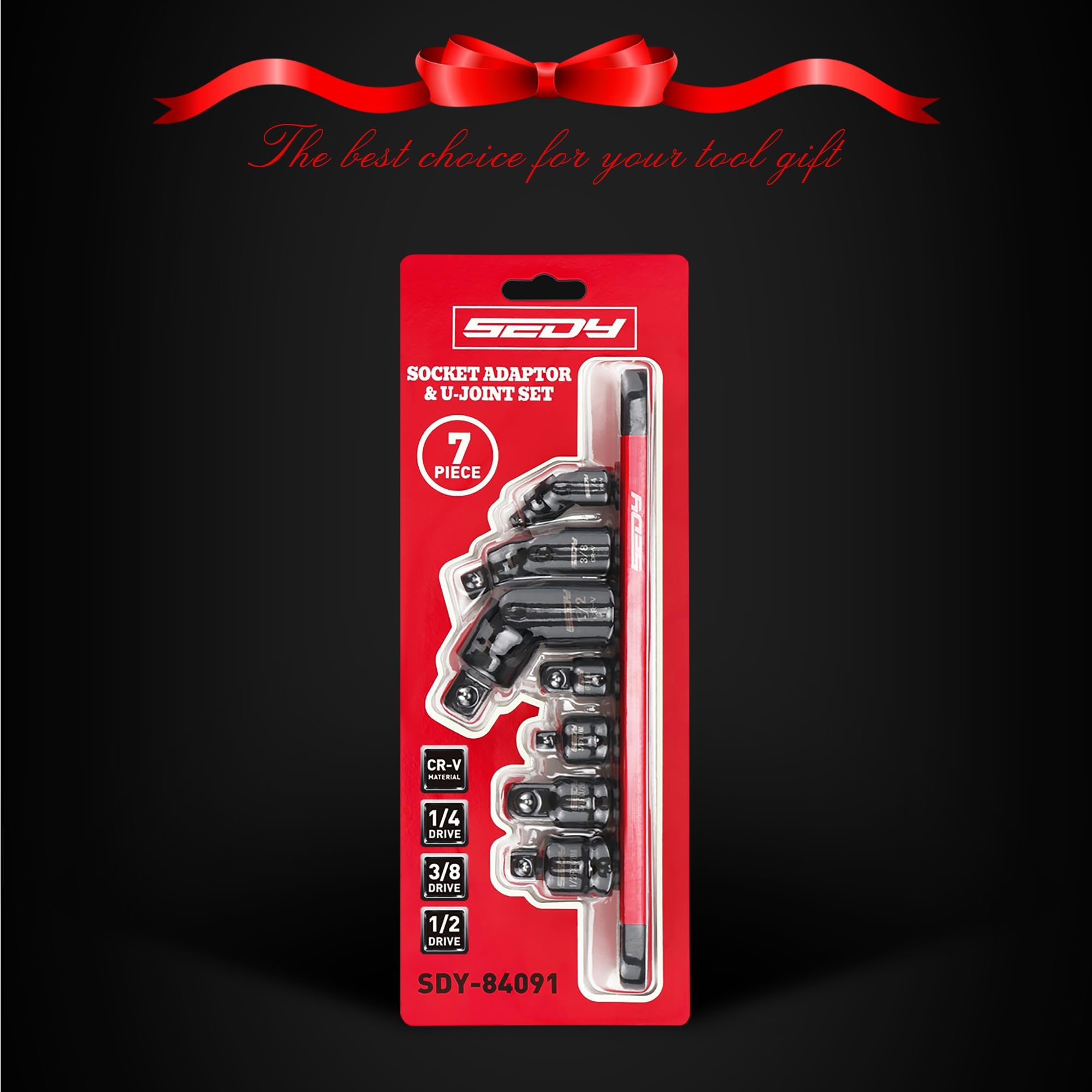 Impact Universal Joint-Socket Swivel Set: 3-Piece 1/2", 3/8", 1/4" Flexible Socket Swivel Set Premium CR-MO Steel U Joint Adapter Wobble