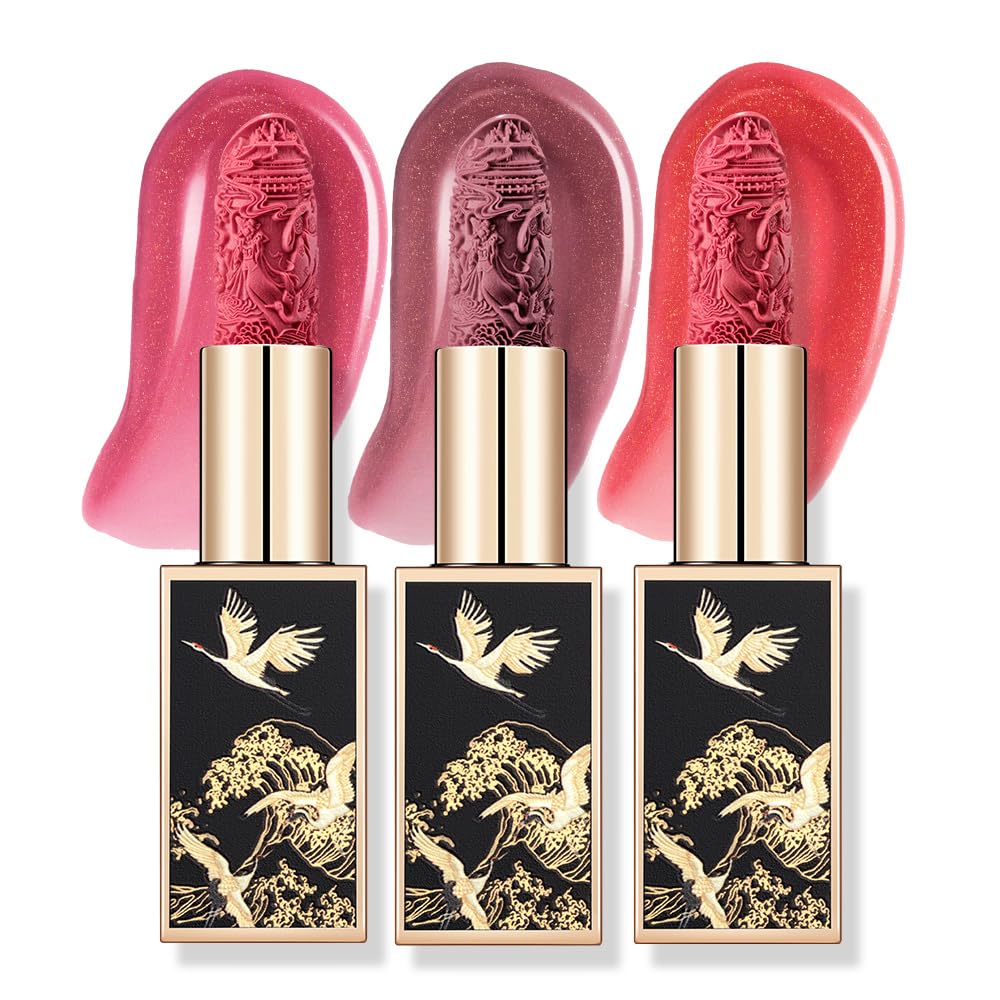 Catkin Lipstick 3pcs Set for Women, Full Coverage Shimmer Glow Finish, Long Lasting Weightless with Hydrating Creamy Texture 04