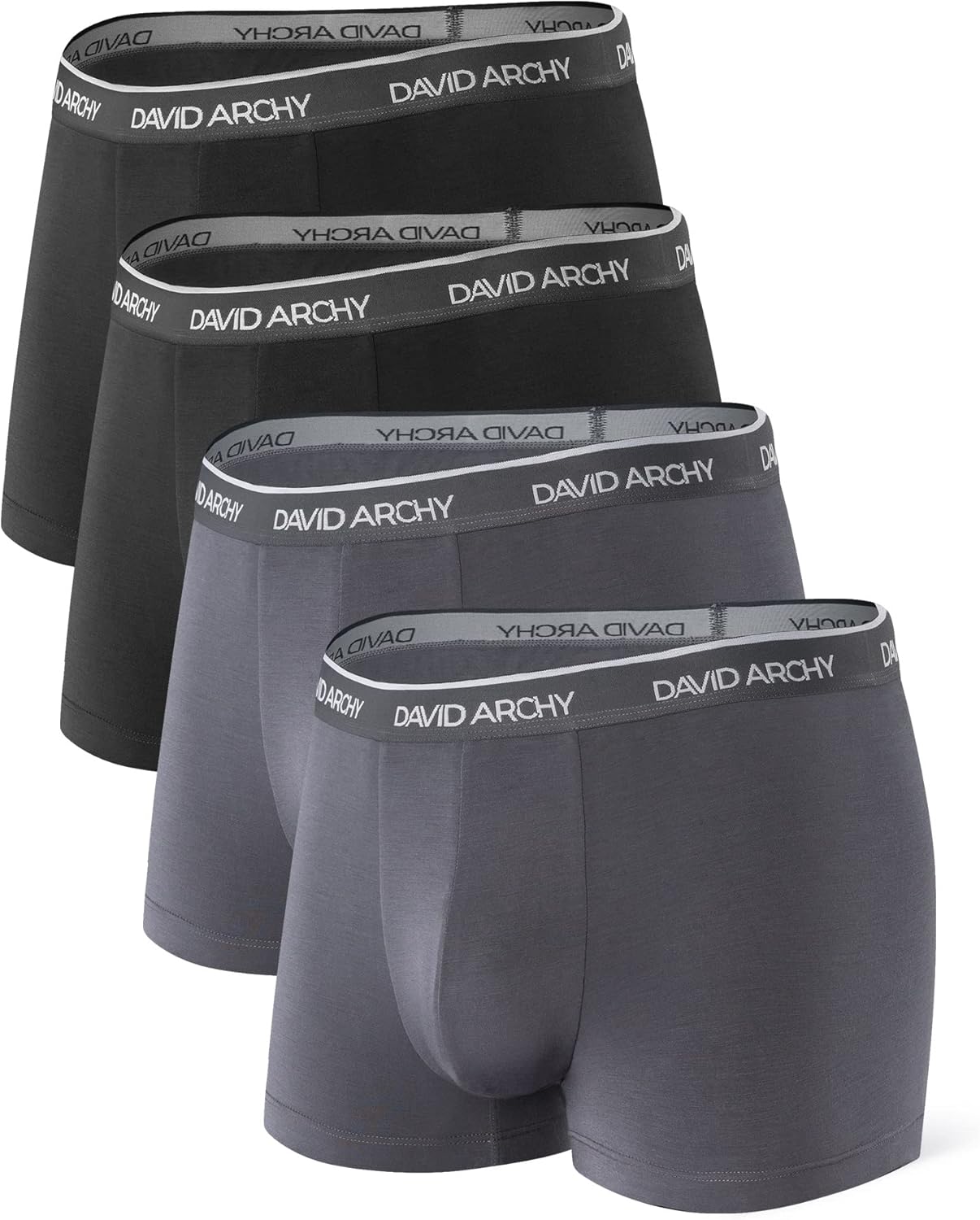 DAVID ARCHY Mens Trunks Underwear Soft Breathable Rayon Made from Bamboo Trunk No Fly Pouch