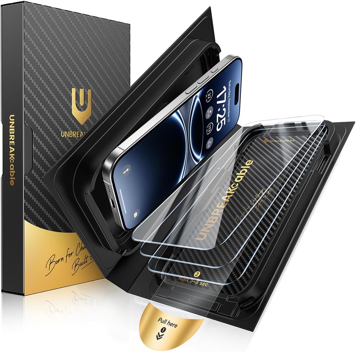 UNBREAKcable for iPhone 16 Pro Screen Protector [Quick-Installation Box] 3-Pack 9H+ Hardness Shatterproof Tempered Glass [99.99% HD Clear] [Case Friendly] [Bubble Free] for Apple 16 Pro 6.3 inch