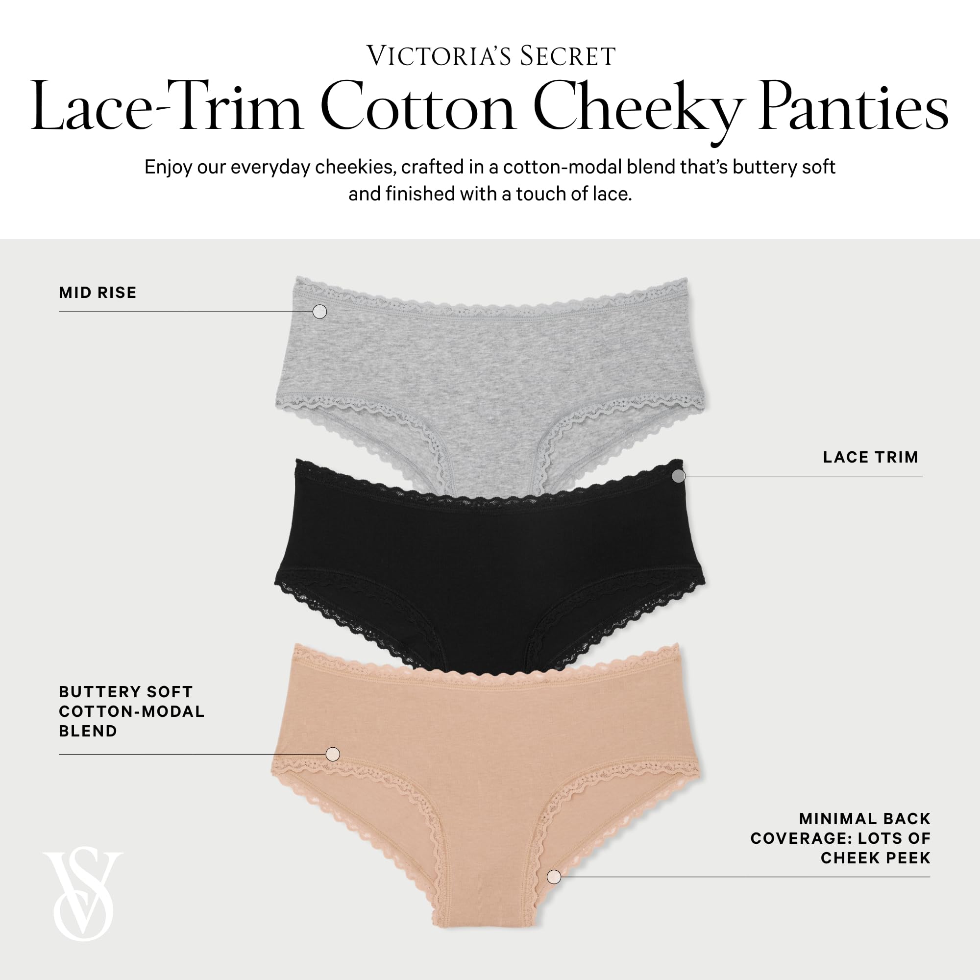Victoria's Secret 7-Pack Lace-Trim Cotton Cheeky Panties