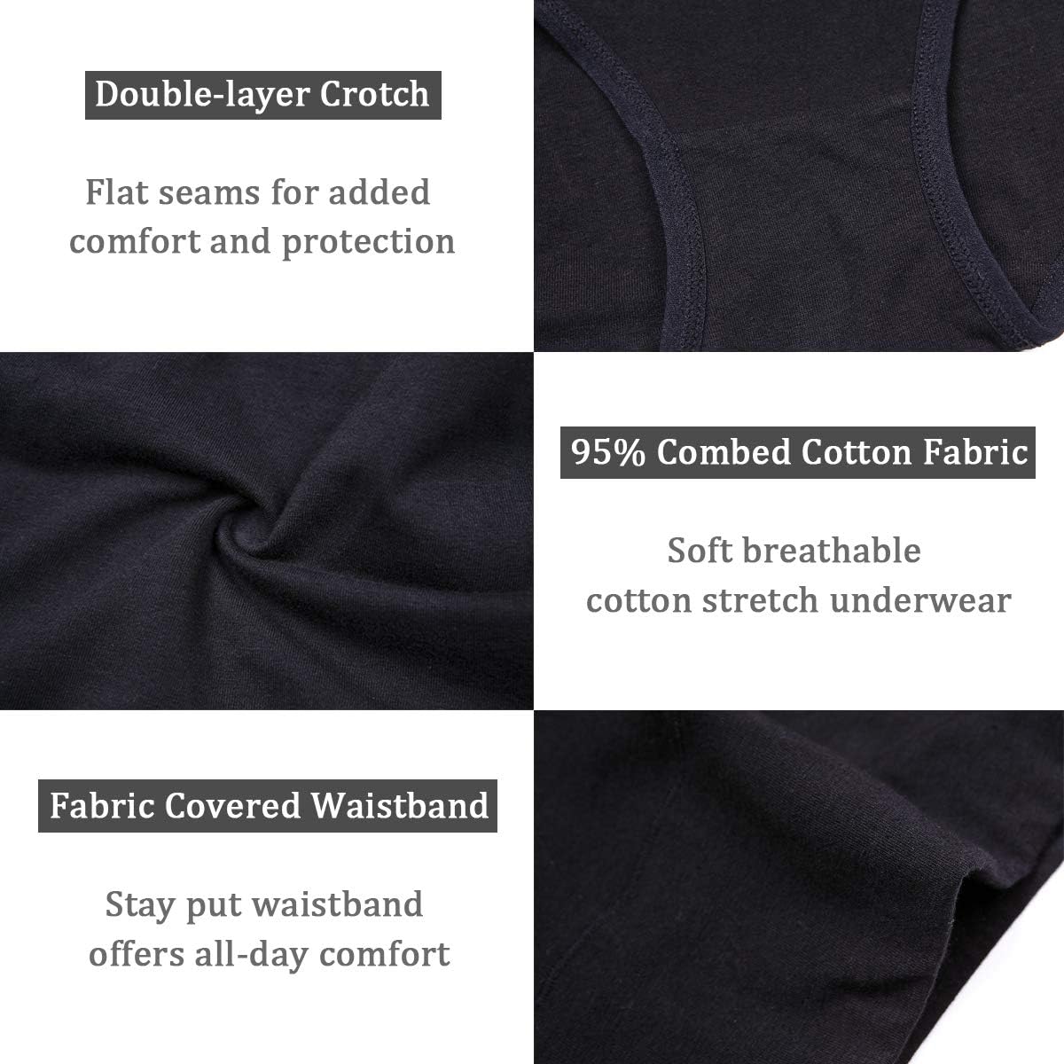 wirarpa Women's Cotton Underwear High Waisted Ladies Panties Full Coverage Briefs 4 Pack (Regular & Plus Size)
