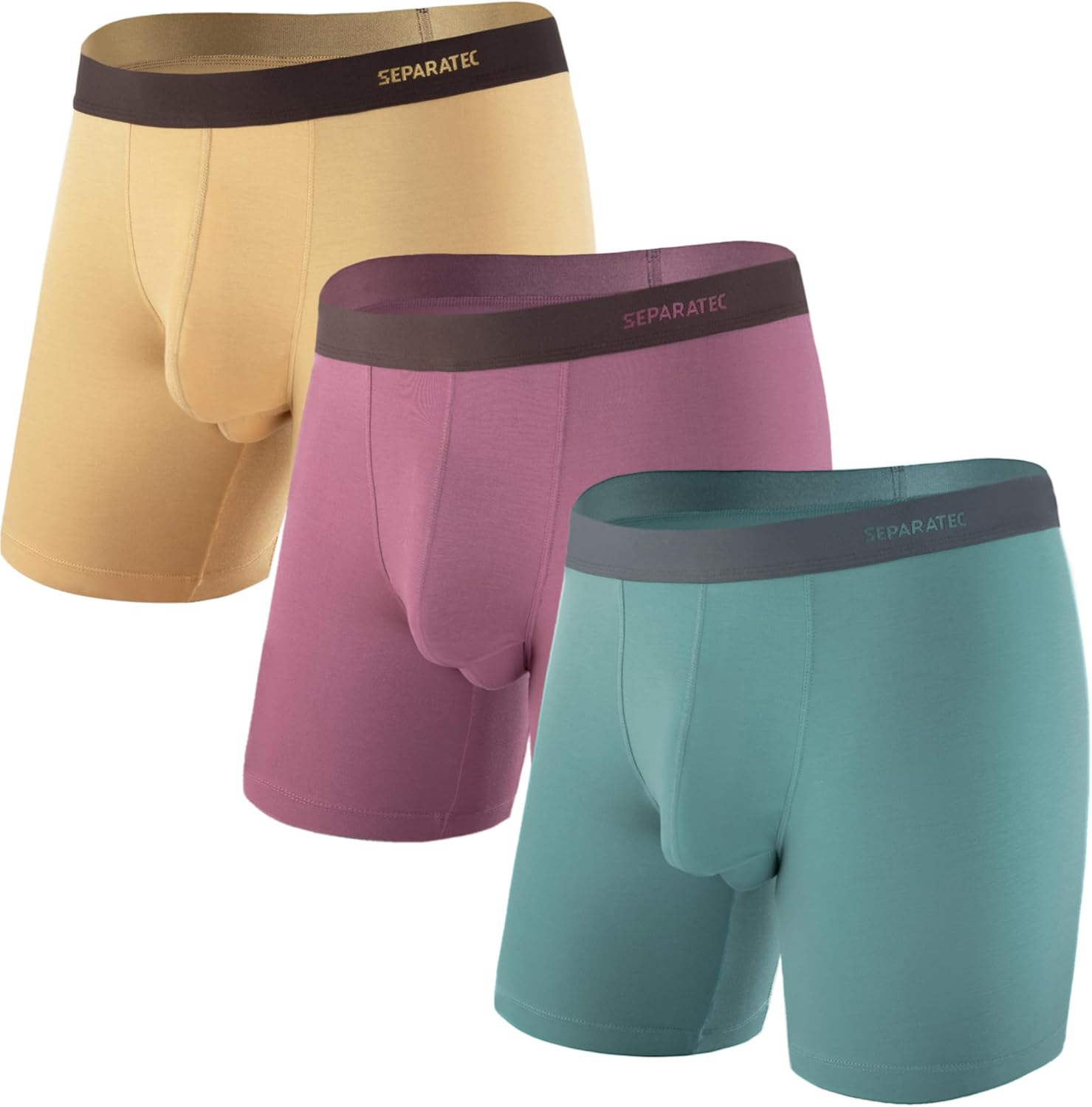 Separatec Mens Underwear with Pouch Moisture Wicking Rayon Made From Bamboo Underwear Men Breathable Boxer Briefs 3 or 6 Pack