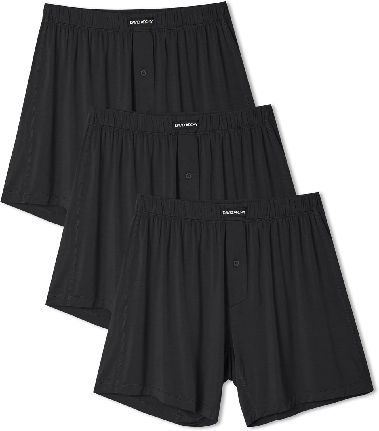 DAVID ARCHY Mens Boxer Shorts Breathable Soft Rayon Made from Bamboo Boxers for Men Loose Fit Mens Underwear 3 or 5 Pack