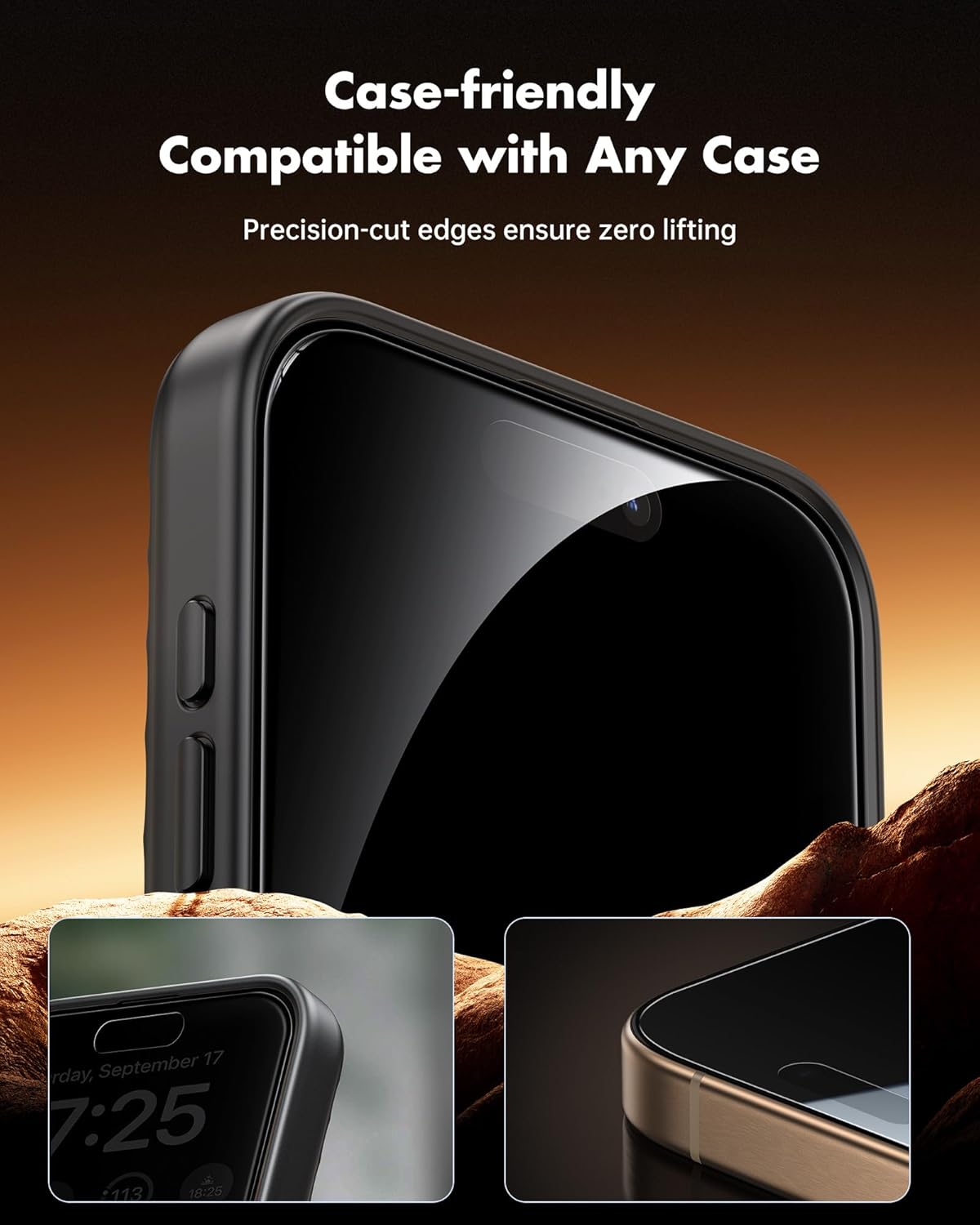 UNBREAKcable Privacy Screen Protector for iPhone 16 Pro Max, Anti-Spy Shatterproof Tempered Glass [True 28°Anti Spy] [9H Hardness] [Easy Installation Frame] Black Protector for iPhone 6.9" - 2 Pack