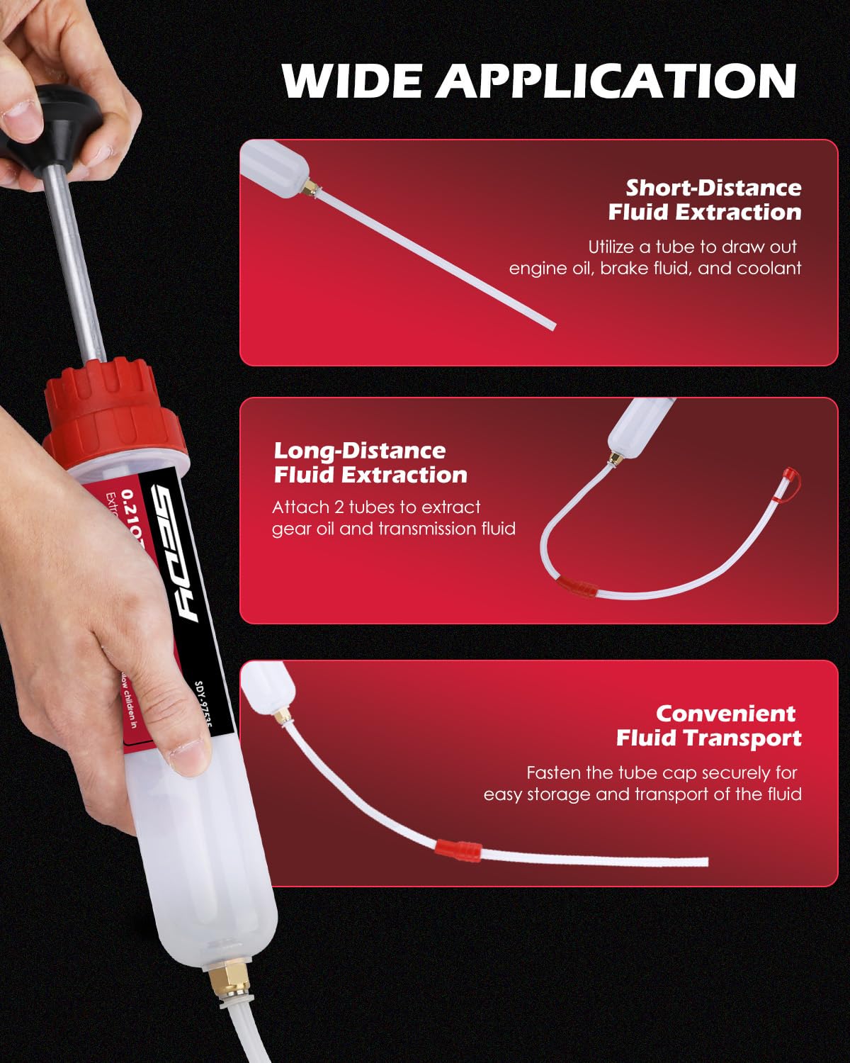 SEDY Fluid Extractor Multi-Purpose Oil Syringe with 500CC, Oil Suction Pump, Manual Extraction and Filling Pump, Automotive Oil Syringe(17.6 Oz./0.45 Qt./500 CC)