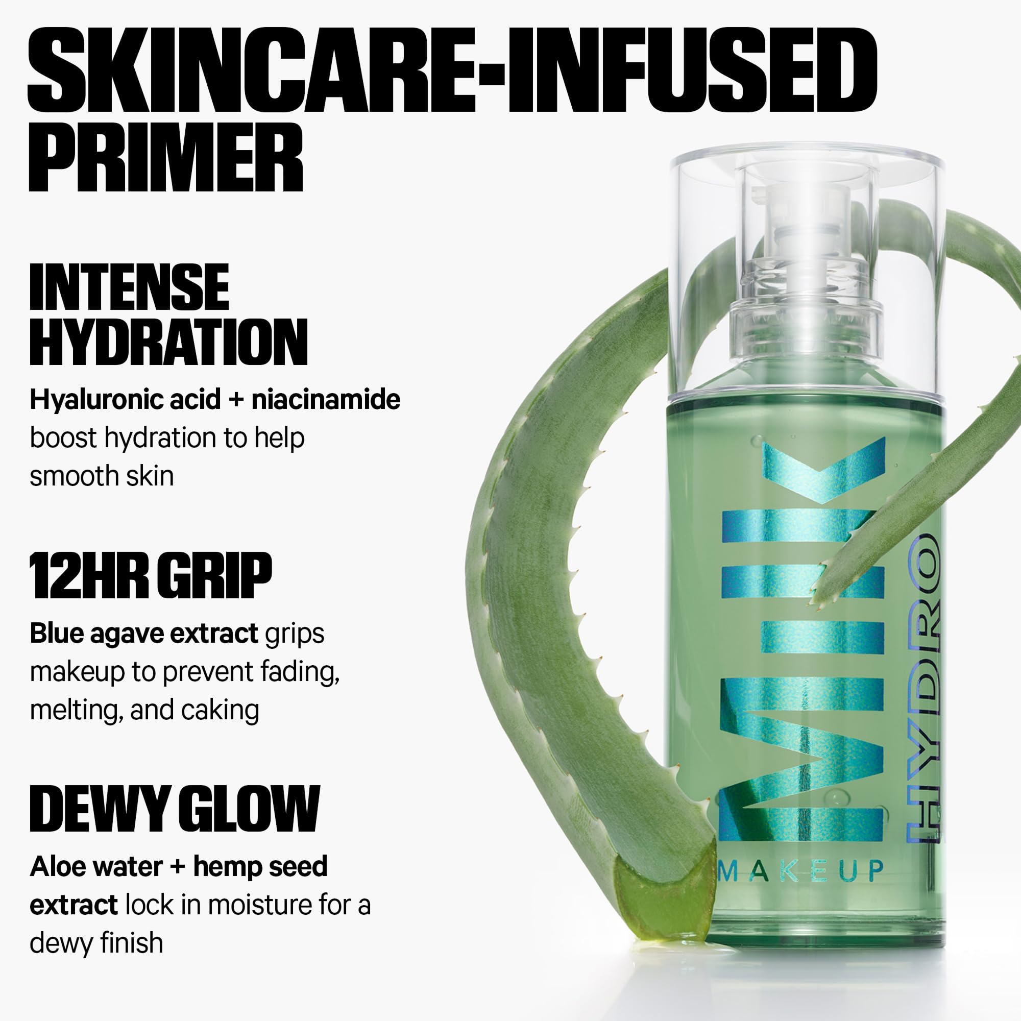 Milk Makeup Hydro Grip Primer with Hyaluronic Acid + Niacinamide – Hydrating Face Primer Grips Makeup for Up to 12 Hours – Silicone-Free, Lightweight Gel with Dewy Finish – 0.33 oz