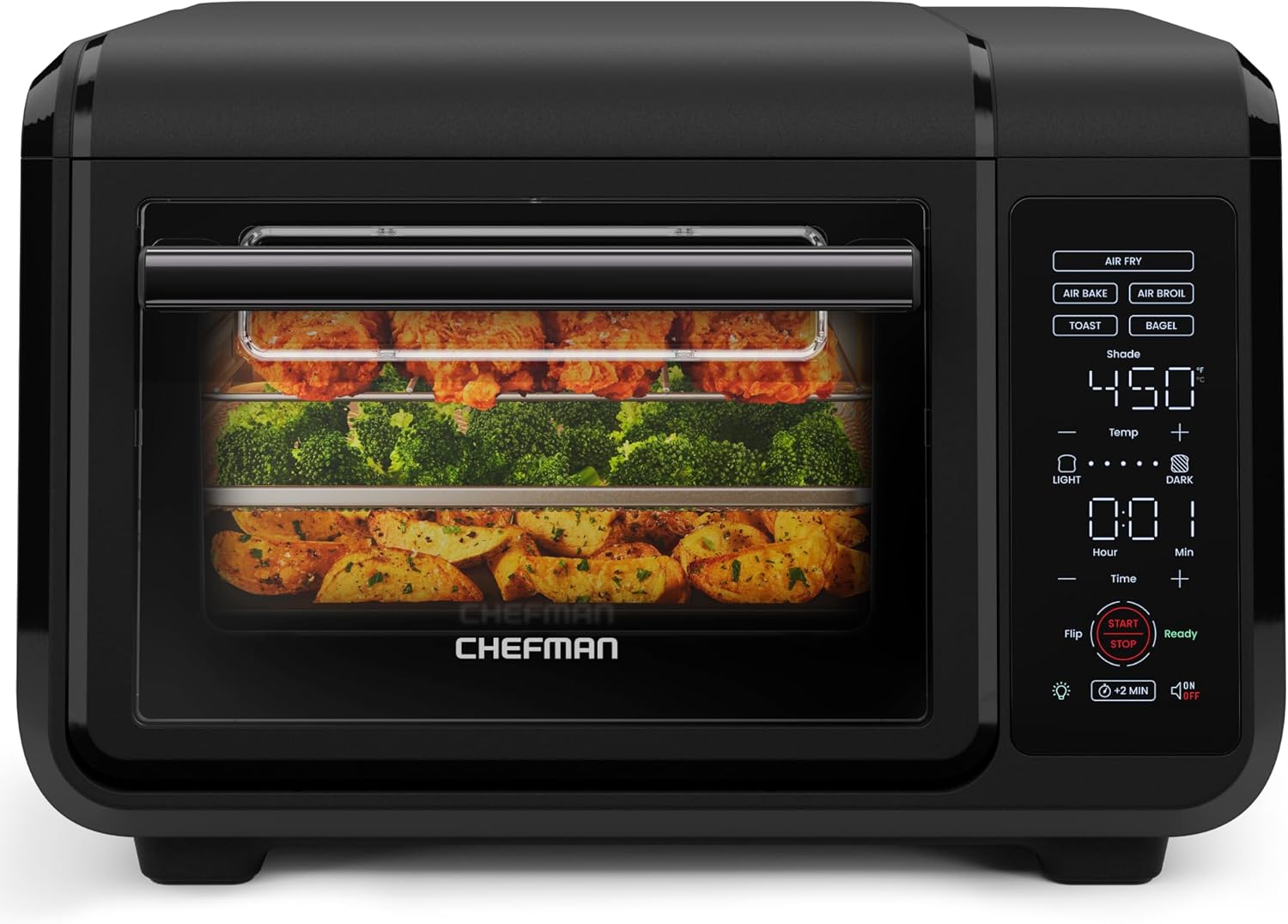 Chefman Air Fryer Toaster Oven Combo, 15 Qt. Countertop Oven for Quick & Healthy Meals, Bake, Broil, Air Fry, Toast, and Bagel Functions, 450°F Max Temp, 4 Slice Toaster Oven Air Fryer Combo